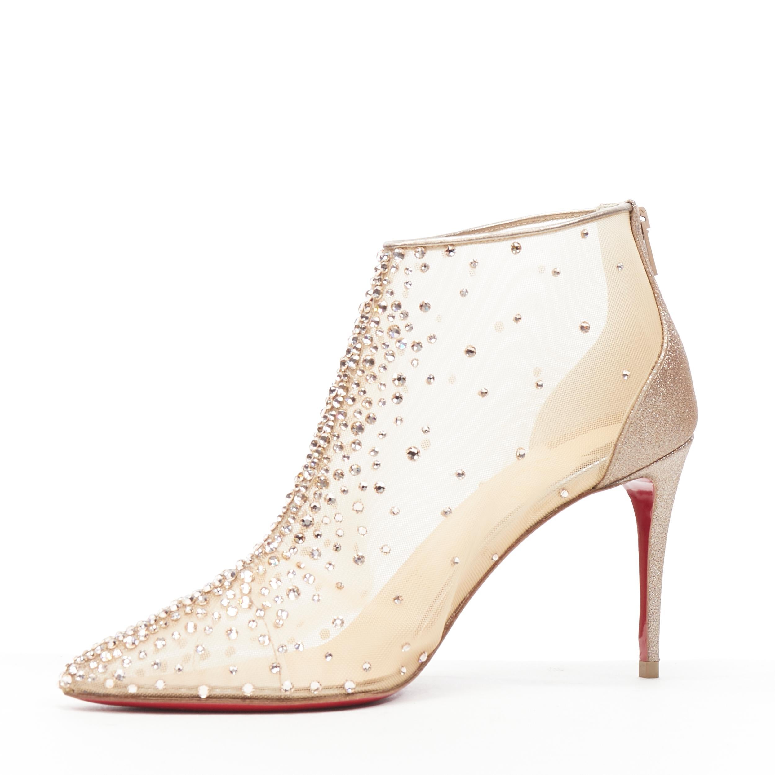 new CHRISTIAN LOUBOUTIN Constella 85 copper glitter degrade nude bootie EU37 In New Condition In Hong Kong, NT