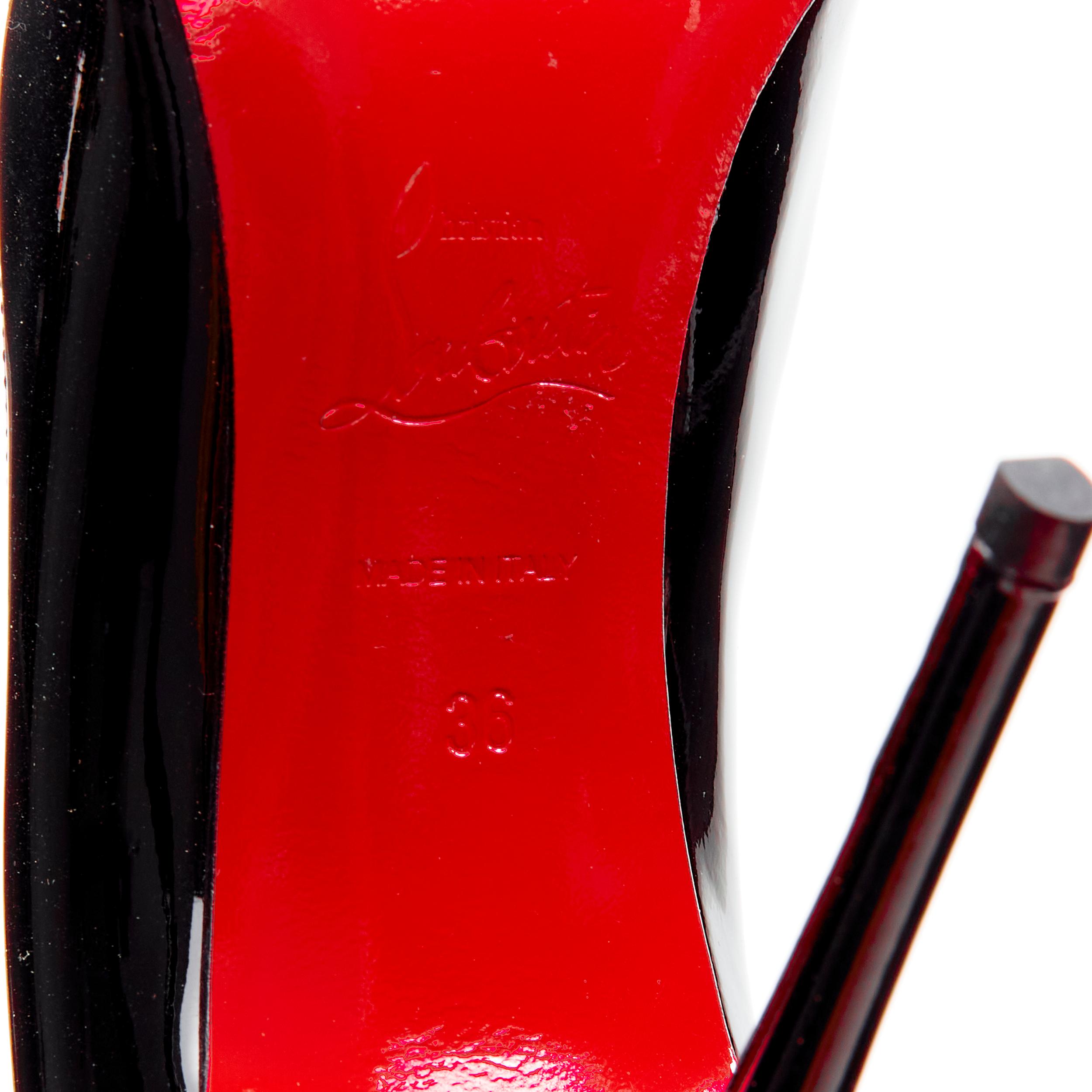 new CHRISTIAN LOUBOUTIN Corafront 100 black neon pink heart patent pump EU36 2