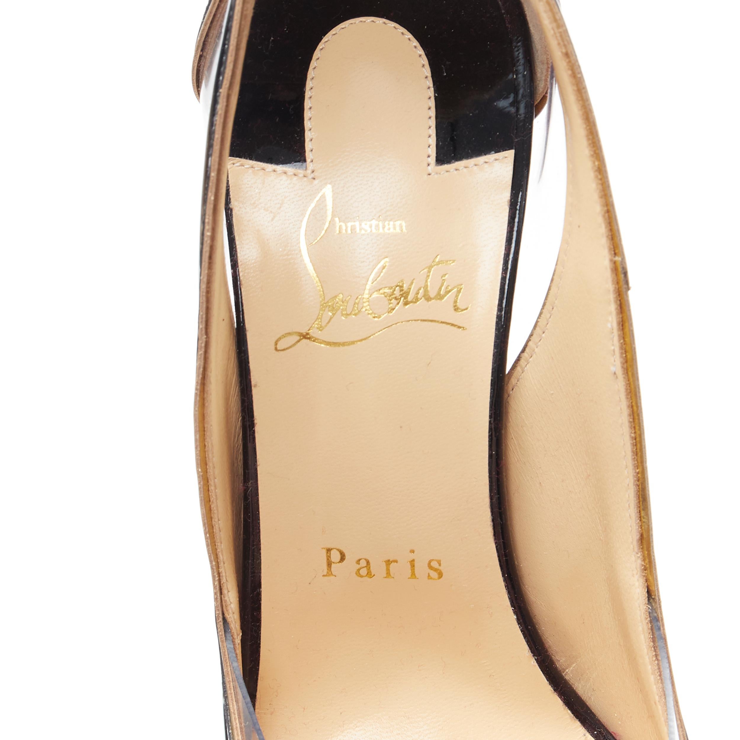 new CHRISTIAN LOUBOUTIN Cosmo 554 black patent gold PVC trimmed Pigalle EU37.5 For Sale 5
