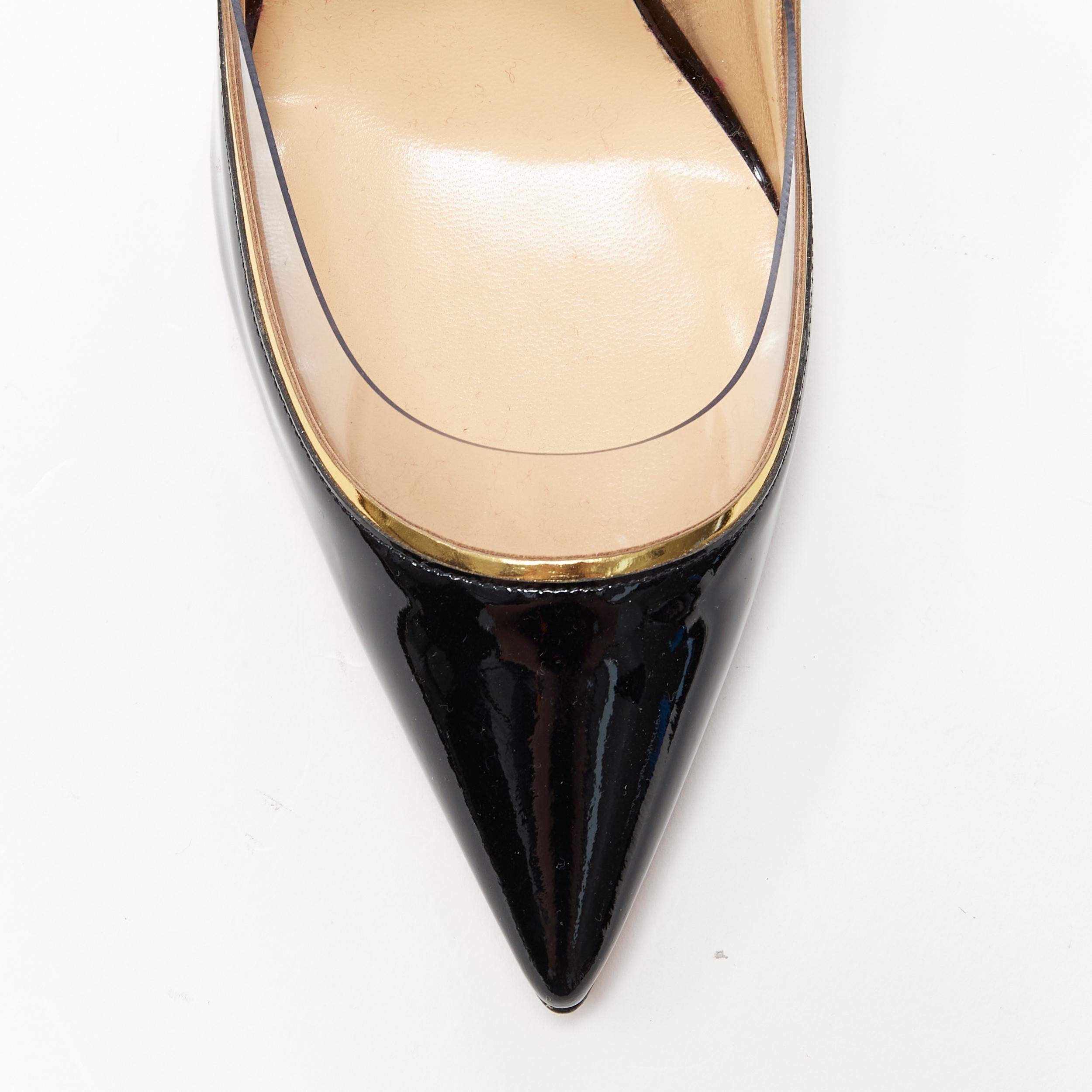 new CHRISTIAN LOUBOUTIN Cosmo 554 black patent gold PVC trimmed Pigalle EU37.5 For Sale 2