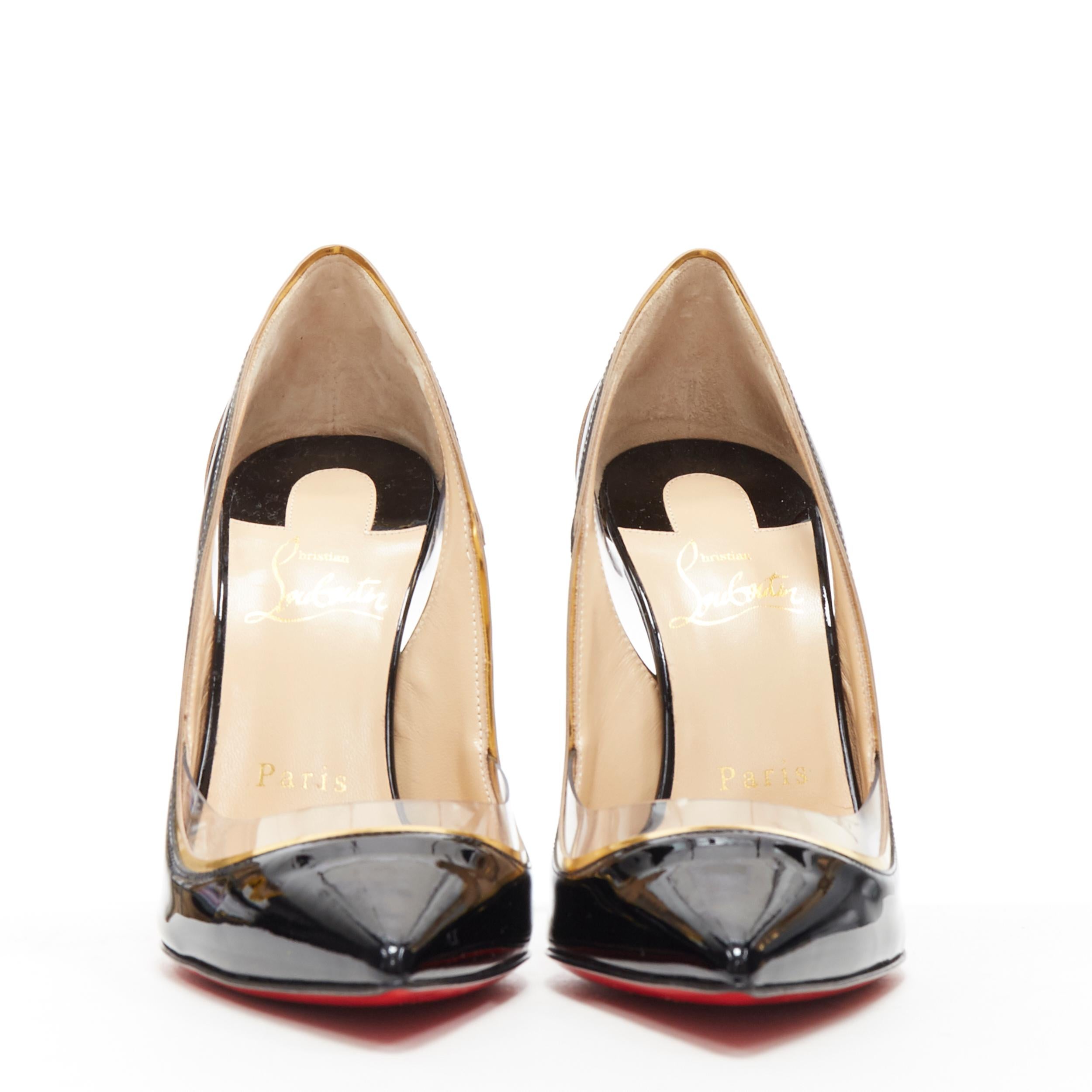 new CHRISTIAN LOUBOUTIN Cosmo 554 black patent PVC trimmed pigalle pump ...
