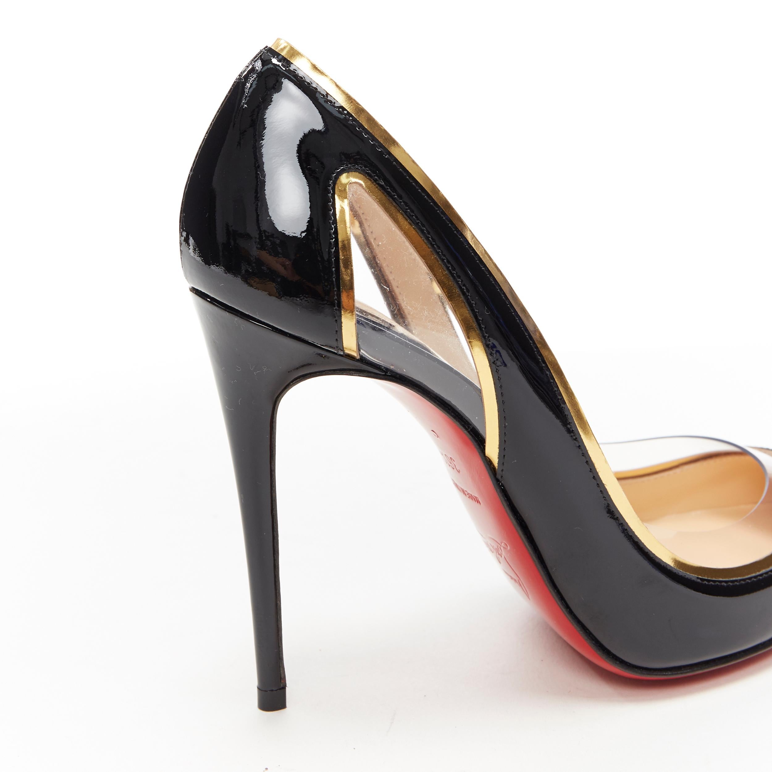 new CHRISTIAN LOUBOUTIN Cosmo 554 black patent PVC trimmed pigalle pump EU38 4
