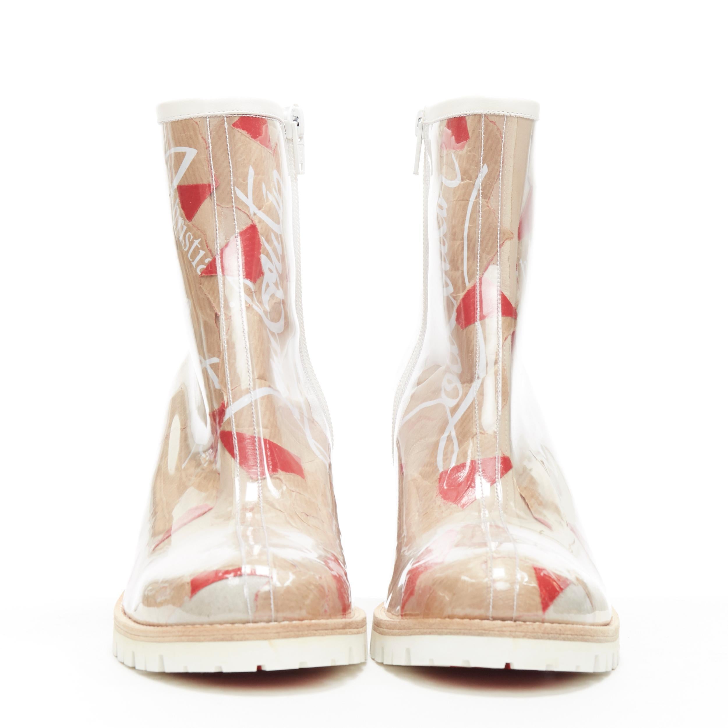 nuevo botín CHRISTIAN LOUBOUTIN Croche Kraft suela de papel laminado PVC EU39.5 Beige
