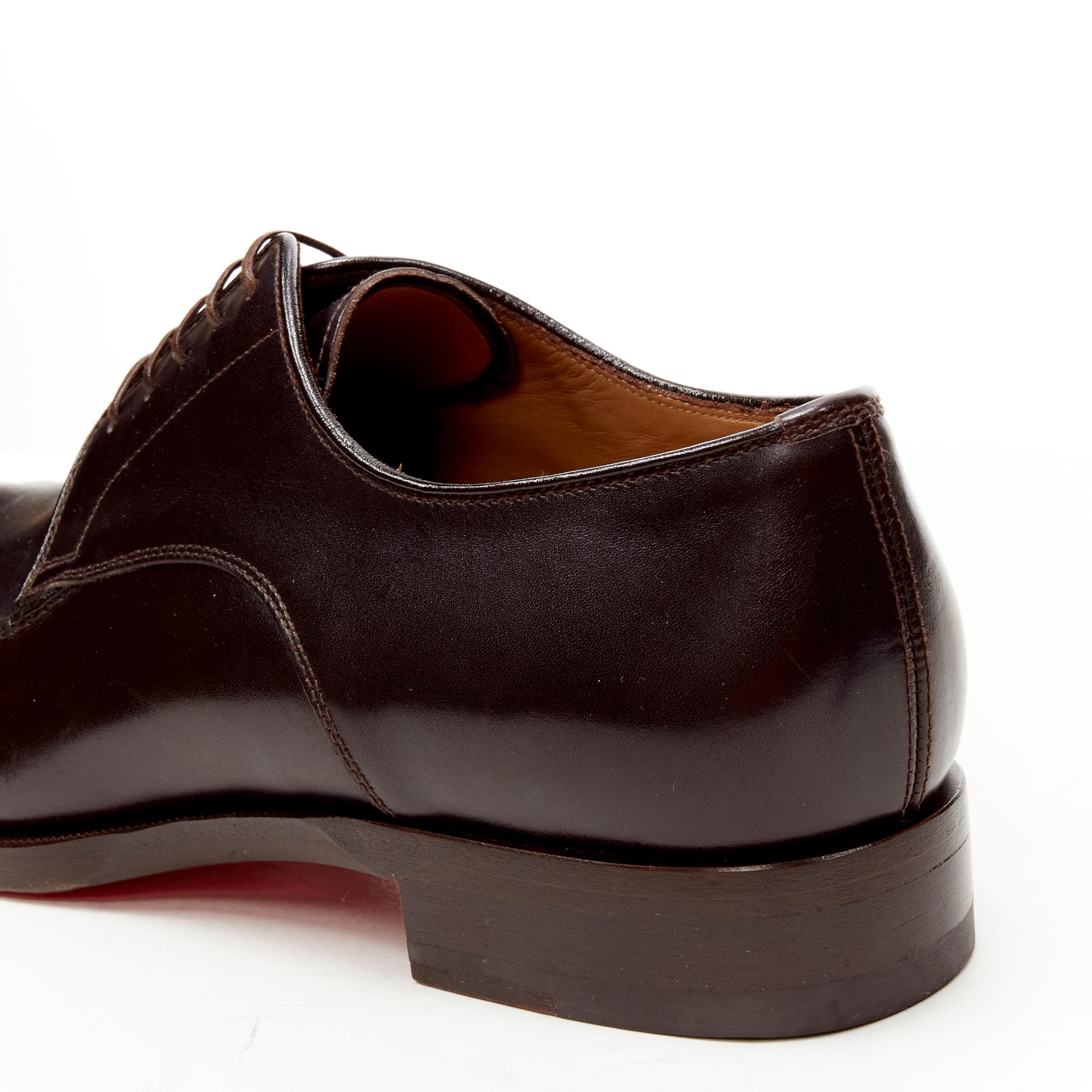 new CHRISTIAN LOUBOUTIN Cypriene Flat Vintage brown leather derby loafer EU42 For Sale 2
