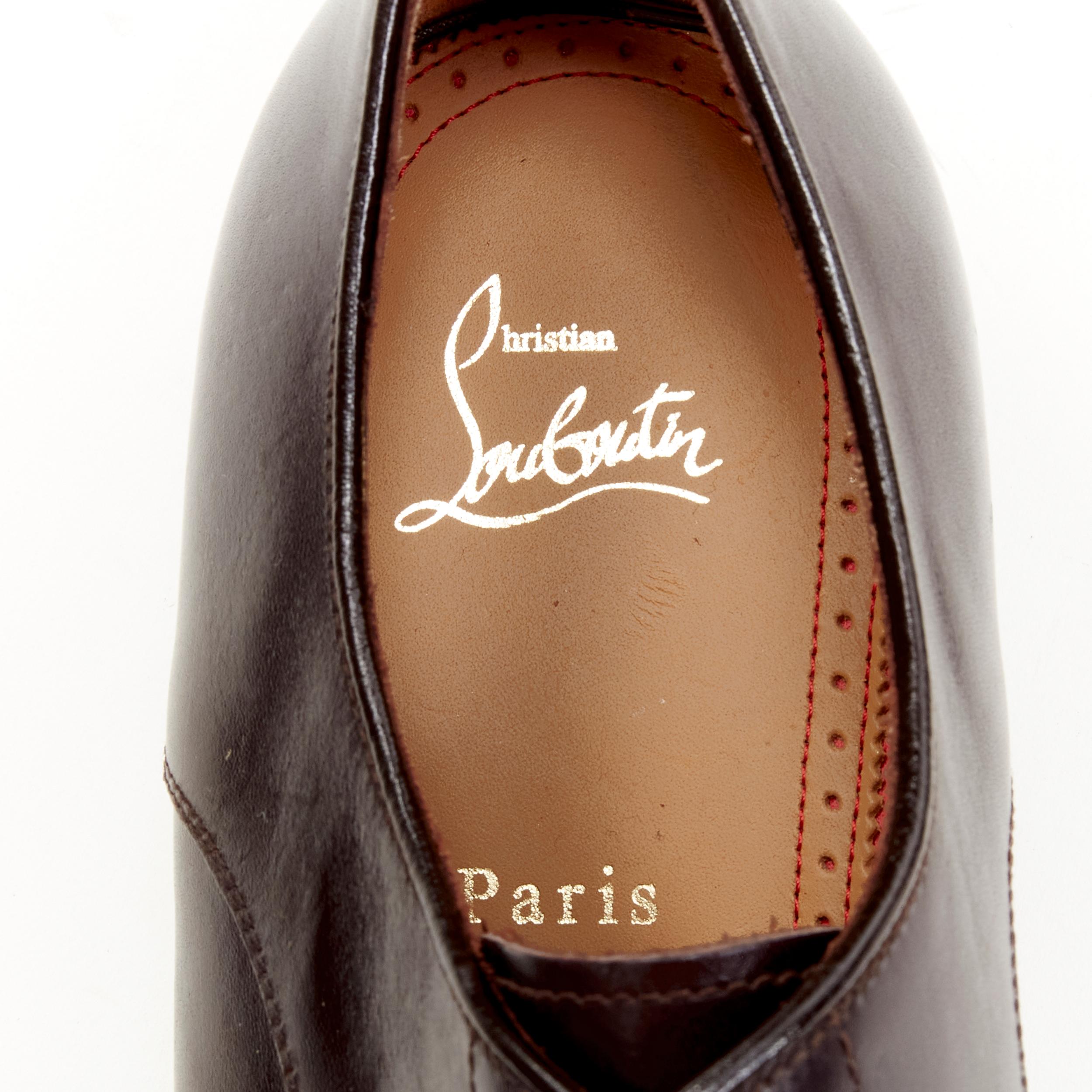 new CHRISTIAN LOUBOUTIN Cypriene Flat Vintage brown leather derby loafer EU42 For Sale 3