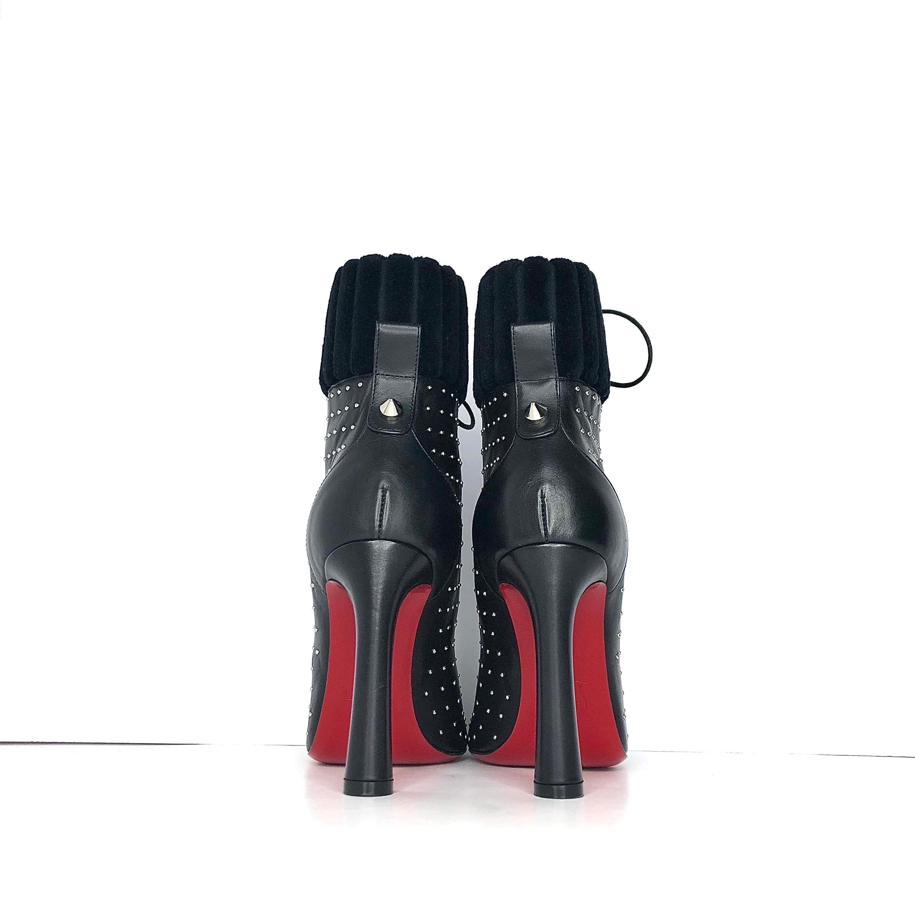 Donna NEW Christian Louboutin Dakita 100 Studded Laceup Booties 36,5 in vendita