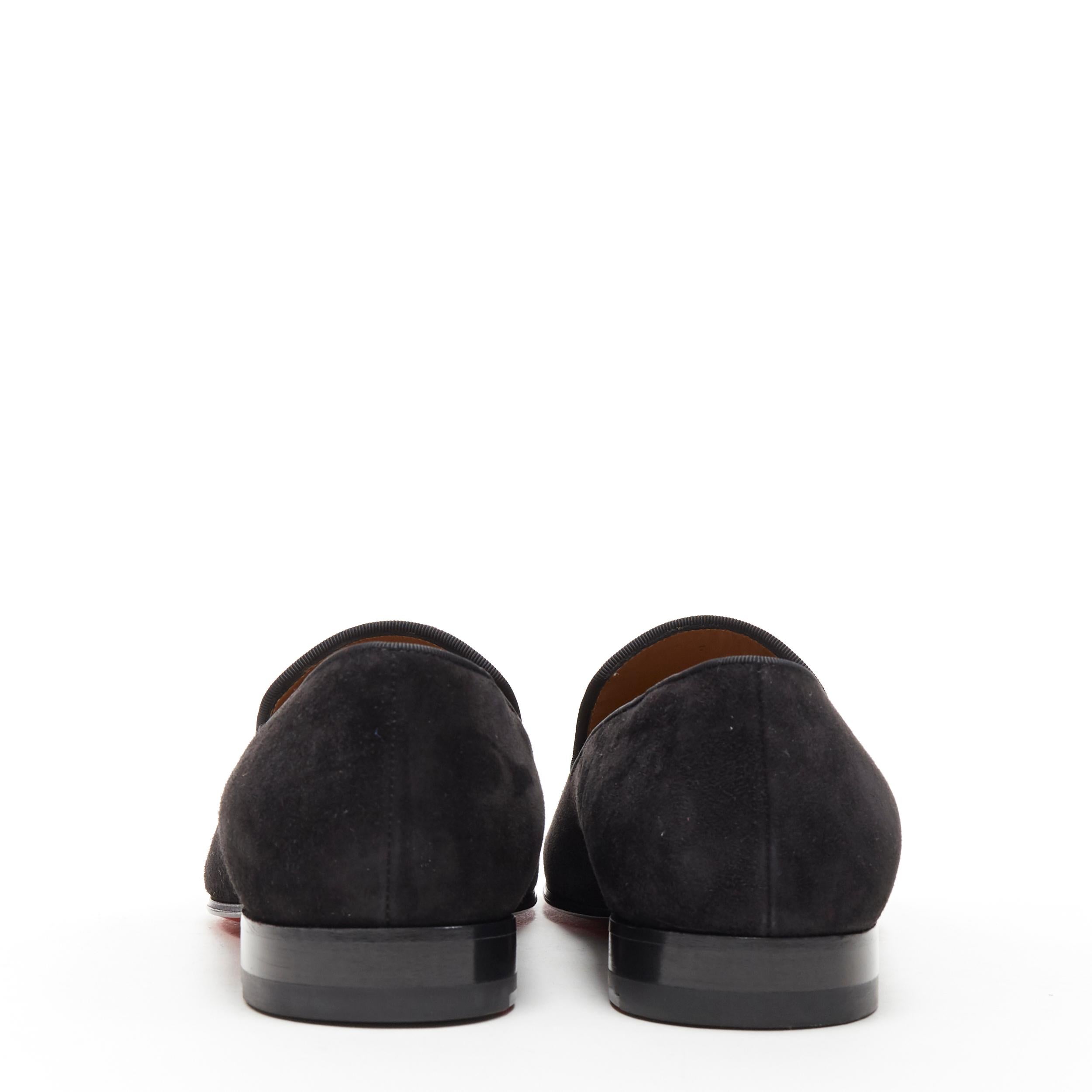 Men's new CHRISTIAN LOUBOUTIN Dandelion Degra Strass toe black suede loafer EU39.5