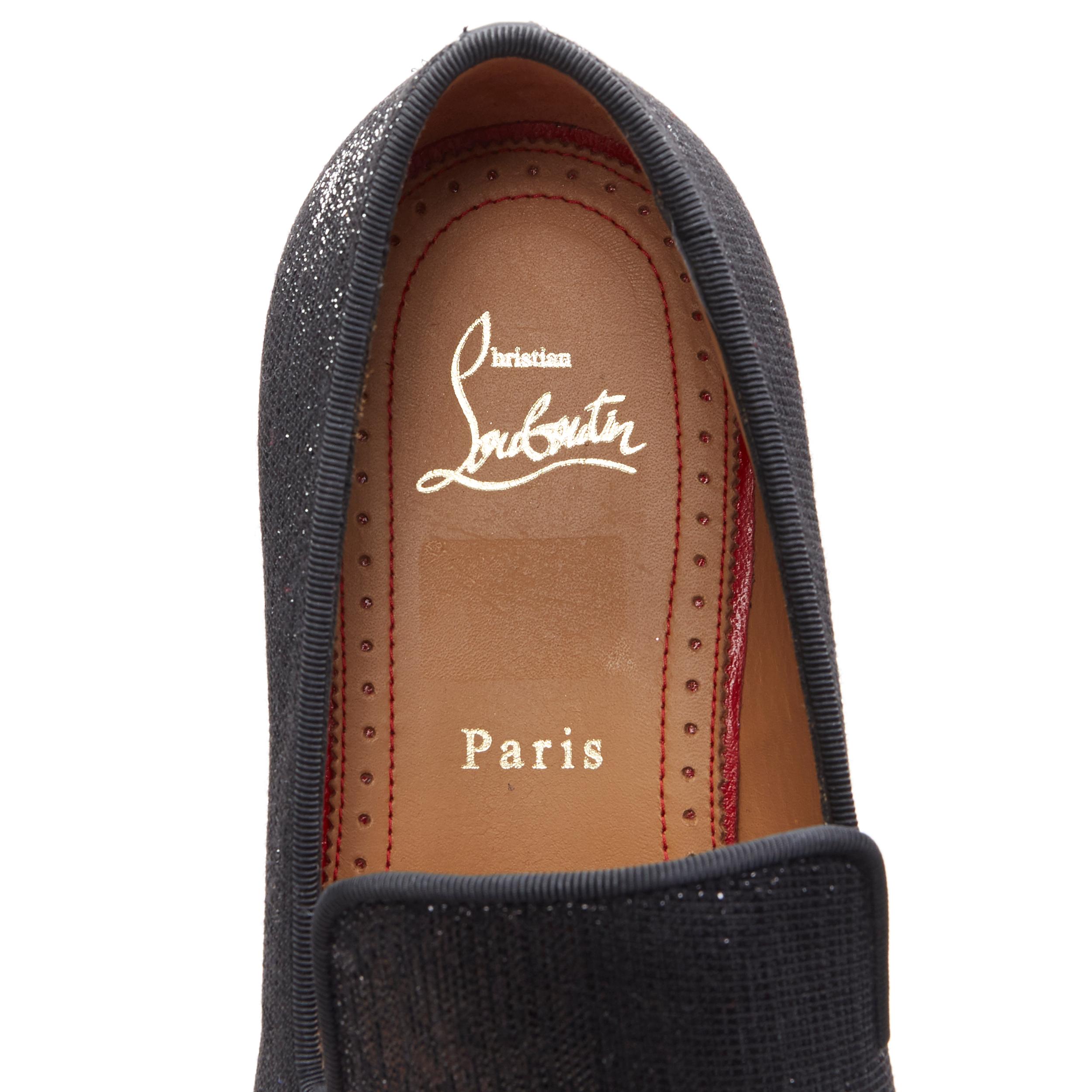 new CHRISTIAN LOUBOUTIN Dandelion Flat Shantung Diams black loafer shoes EU39 2
