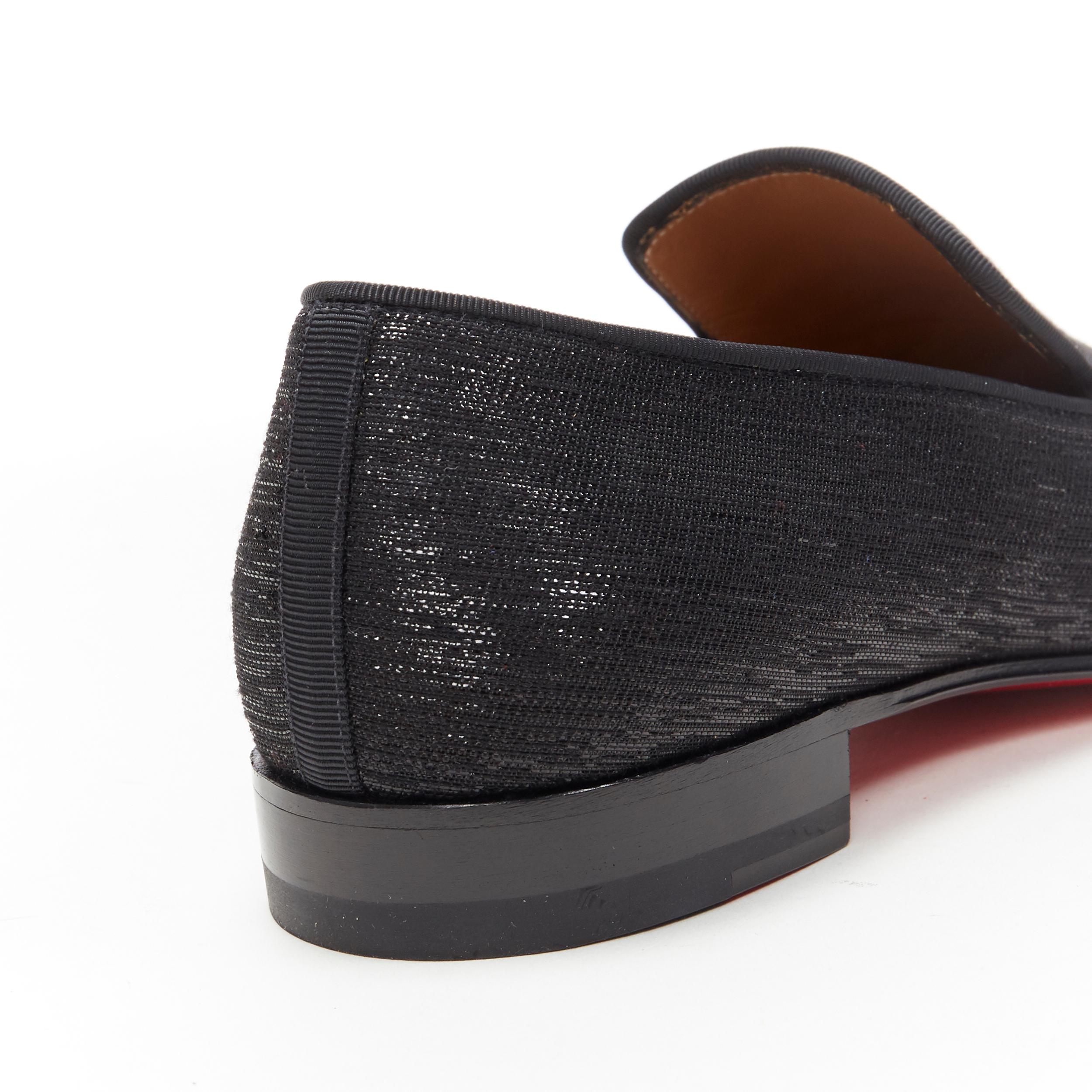 new CHRISTIAN LOUBOUTIN Dandelion Flat Shantung Diams black loafer shoes EU39 1