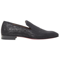 new CHRISTIAN LOUBOUTIN Dandelion Flat Shantung Diams black loafer shoes EU39
