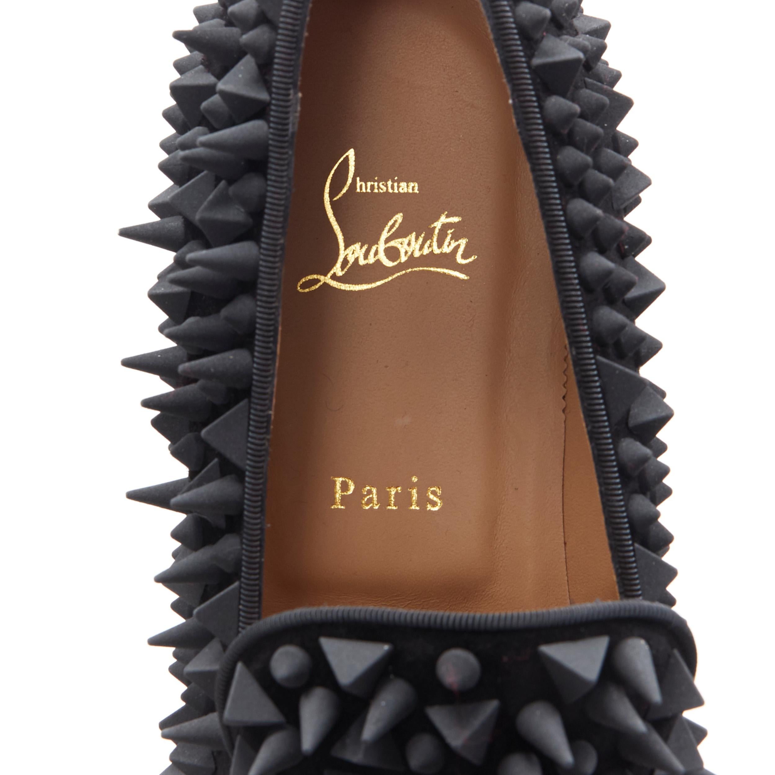 nuevo CHRISTIAN LOUBOUTIN Dandy Pik Pik Flat terciopelo negro tonal spike loafer EU42 5