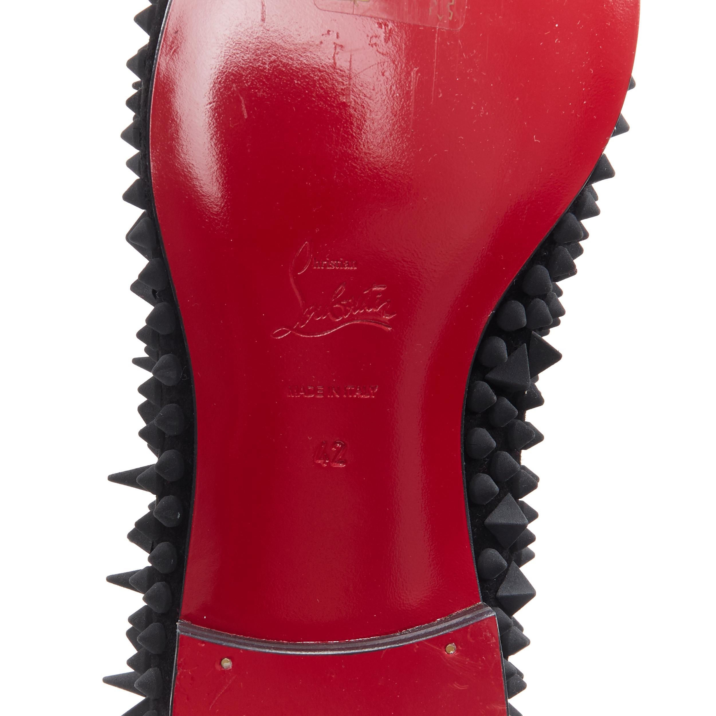 nuevo CHRISTIAN LOUBOUTIN Dandy Pik Pik Flat terciopelo negro tonal spike loafer EU42 6