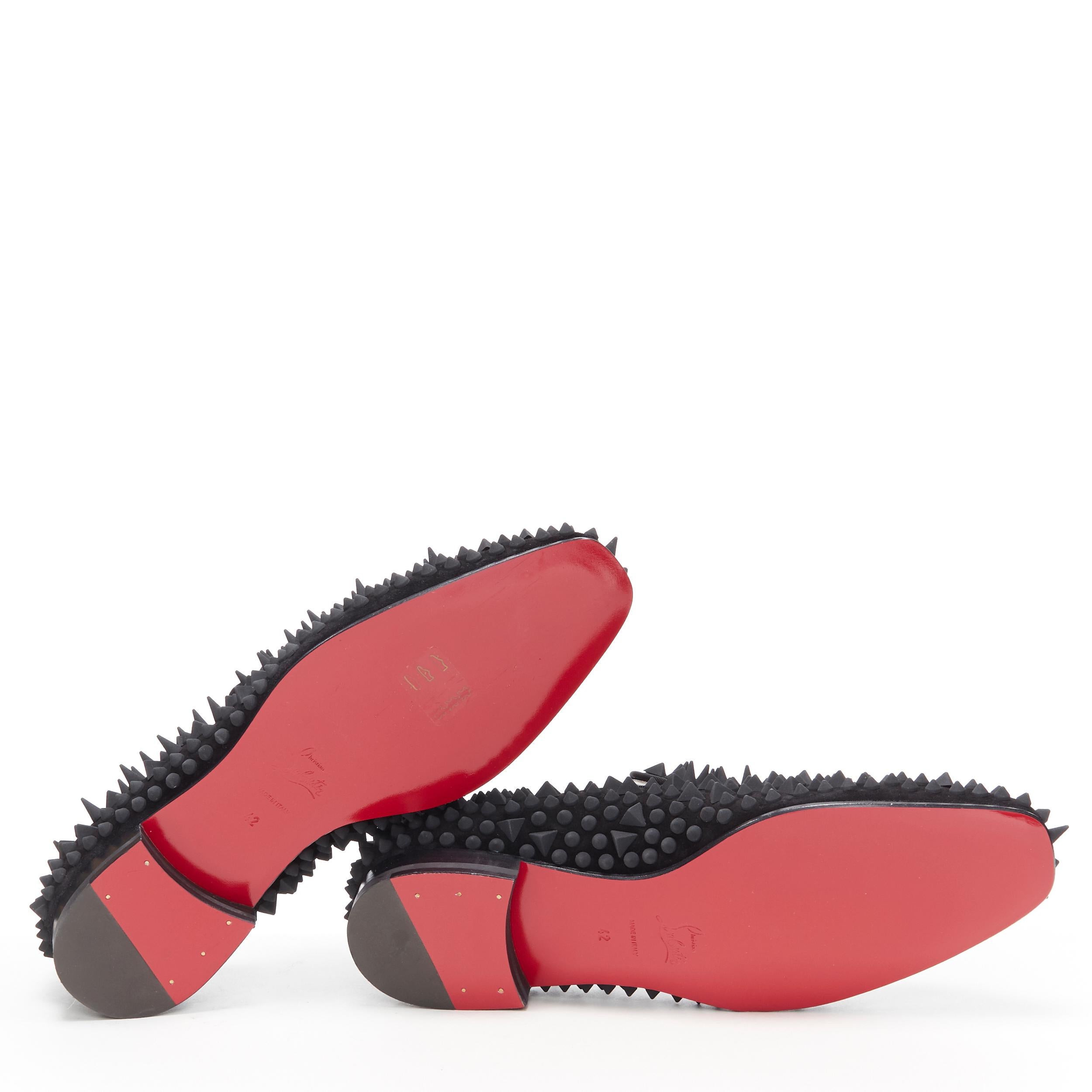 nuevo CHRISTIAN LOUBOUTIN Dandy Pik Pik Flat terciopelo negro tonal spike loafer EU42 1