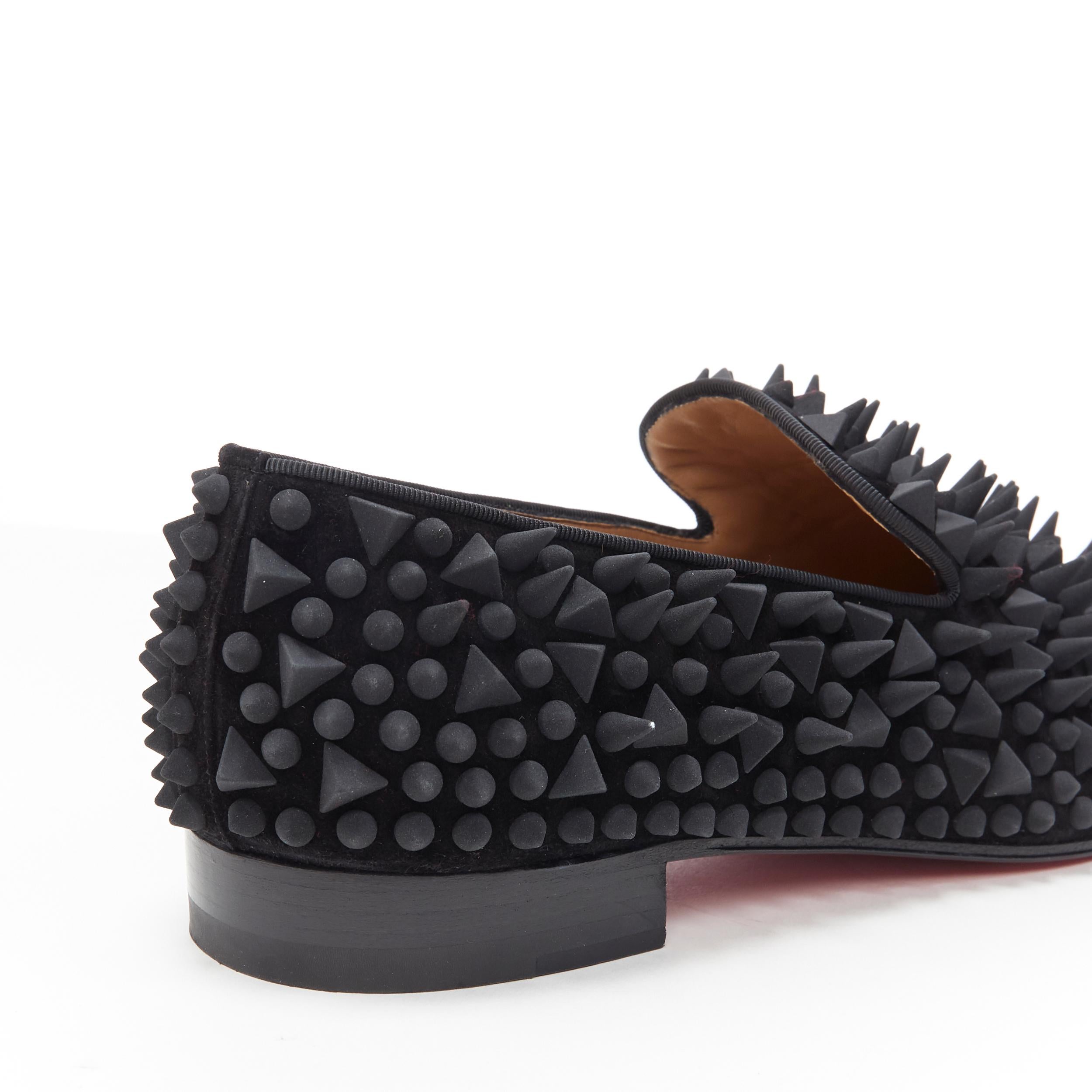 nuevo CHRISTIAN LOUBOUTIN Dandy Pik Pik Flat terciopelo negro tonal spike loafer EU42 4