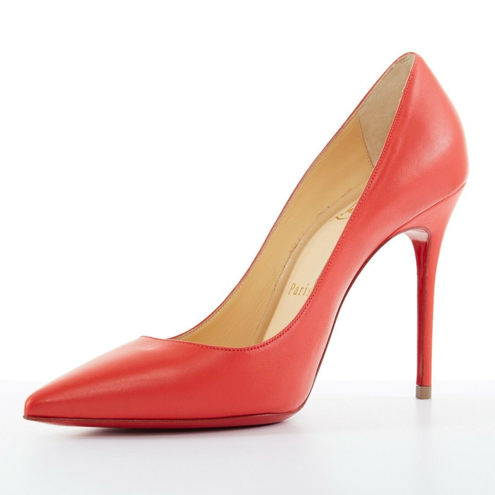 new CHRISTIAN LOUBOUTIN Decollete 100 red leather stiletto pigalle heel EU36 In Good Condition In Hong Kong, NT