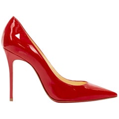new CHRISTIAN LOUBOUTIN Decollete 100 red patent pointy pigalle pump heel EU38