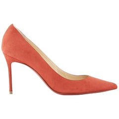 new CHRISTIAN LOUBOUTIN Decollete 85 red suede point pigalle pump heel EU36.5