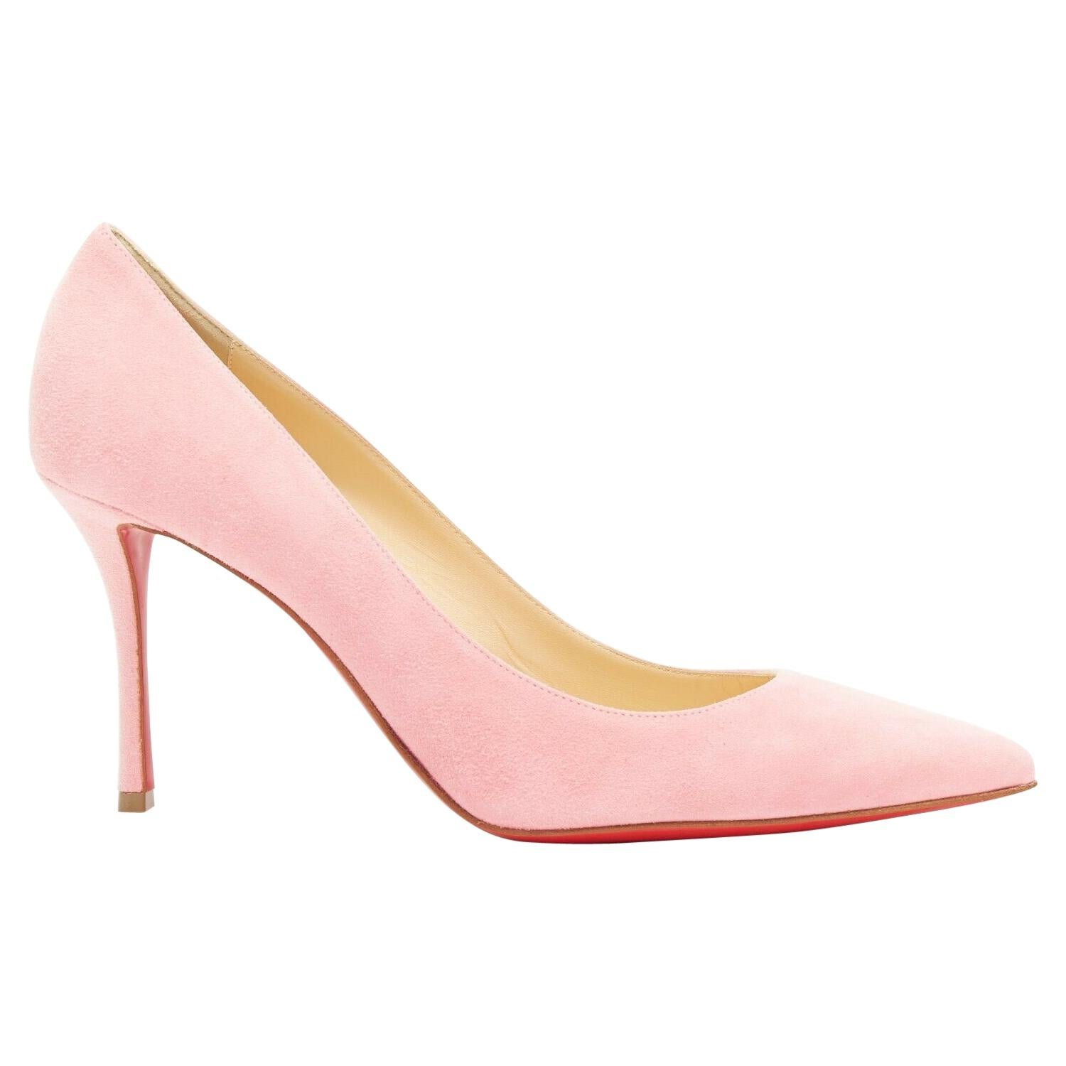new CHRISTIAN LOUBOUTIN Decoltish 85 Dolly pink suede pointy pigalle pump EU39.5