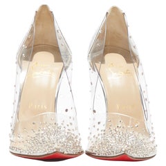 new CHRISTIAN LOUBOUTIN Degrastrass 100 clear PVC silver strass bridal pump EU40