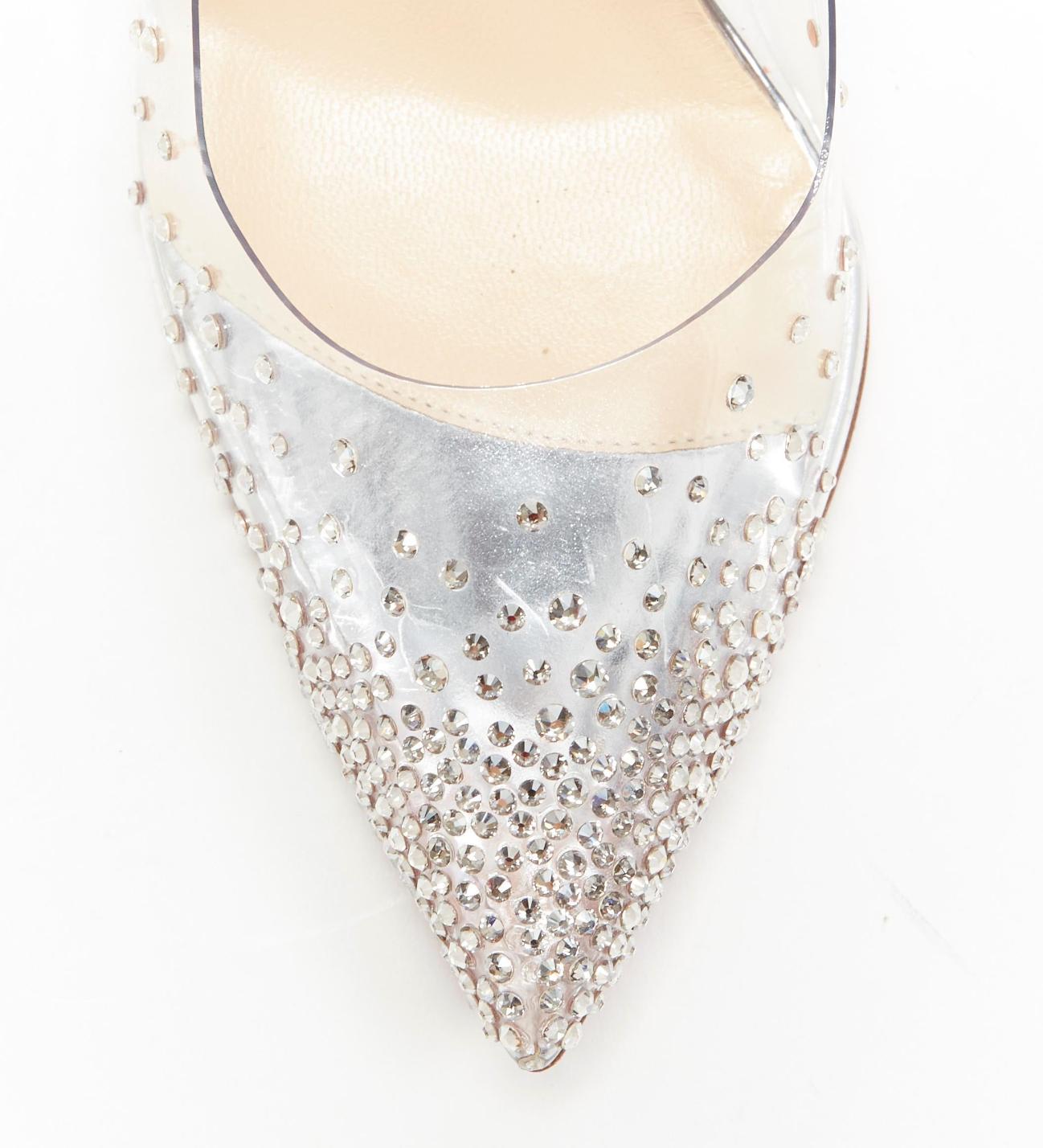 Women's new CHRISTIAN LOUBOUTIN Degrastrass 100 clear PVC silver strass bridal pump EU40 For Sale