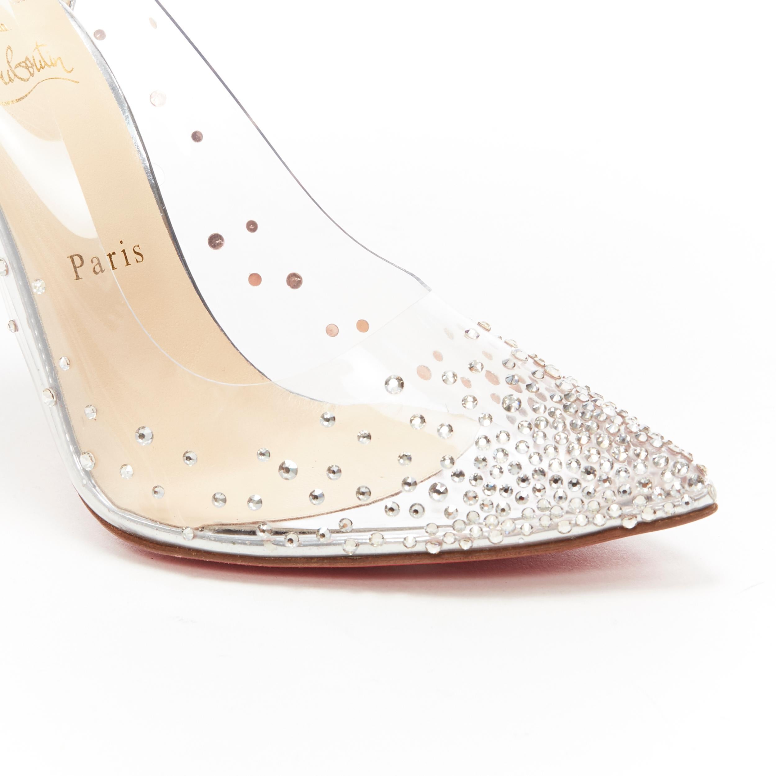 Women's new CHRISTIAN LOUBOUTIN Degrastrass 100 clear PVC silver strass bridal pump EU40