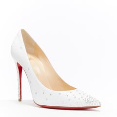 new CHRISTIAN LOUBOUTIN Degrastrass 100 white leather crystal bridal pump EU38