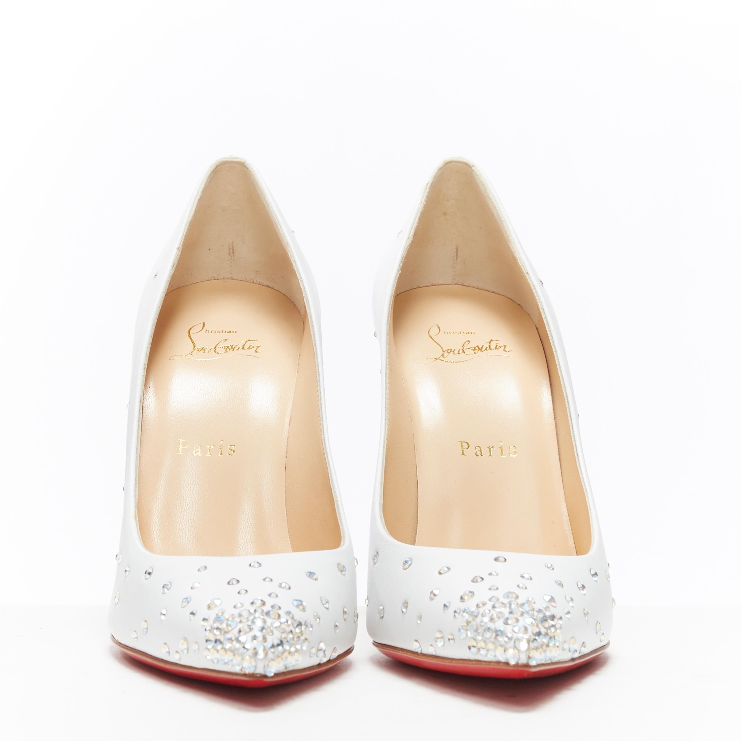 new CHRISTIAN LOUBOUTIN Degrastrass 100 white leather crystal bridal ...