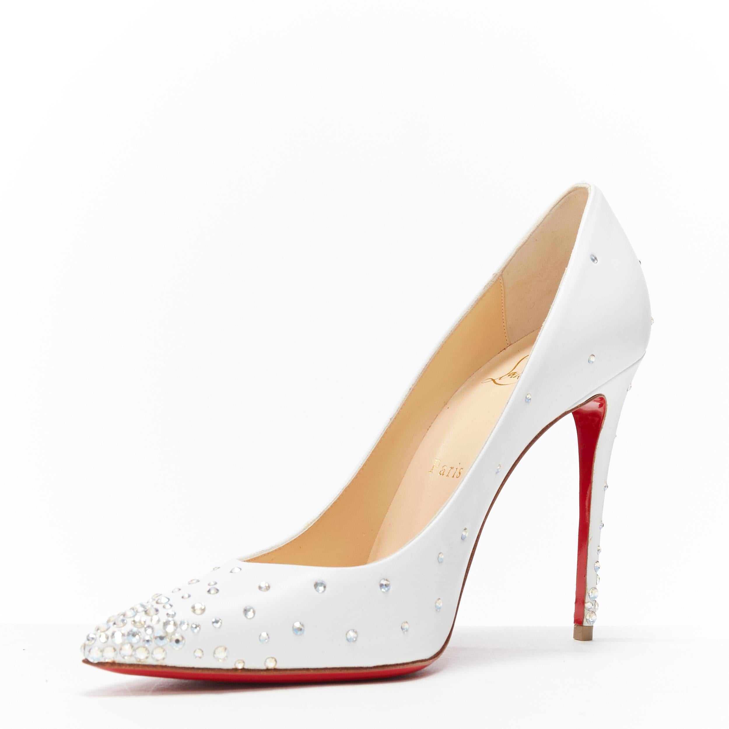 nuevo CHRISTIAN LOUBOUTIN Degrastrass 100 zapato de novia cuero blanco cristal EU38 en Nuevo Estado en Hong Kong, NT