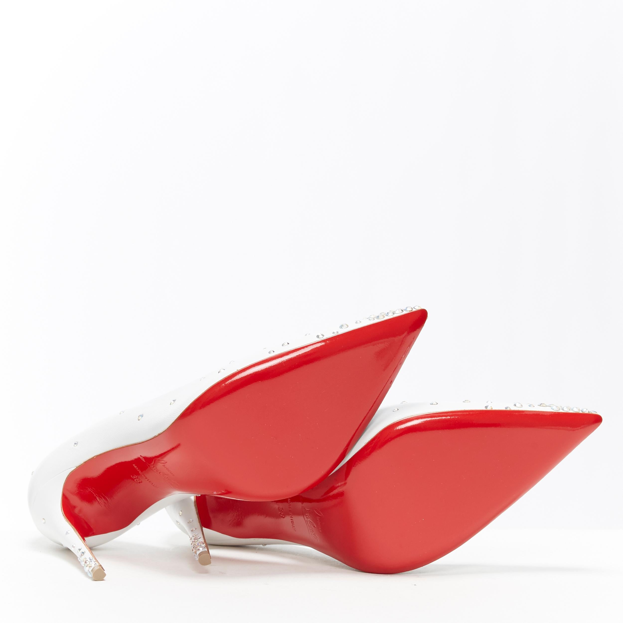 nuevo CHRISTIAN LOUBOUTIN Degrastrass 100 zapato de novia cuero blanco cristal EU38 1