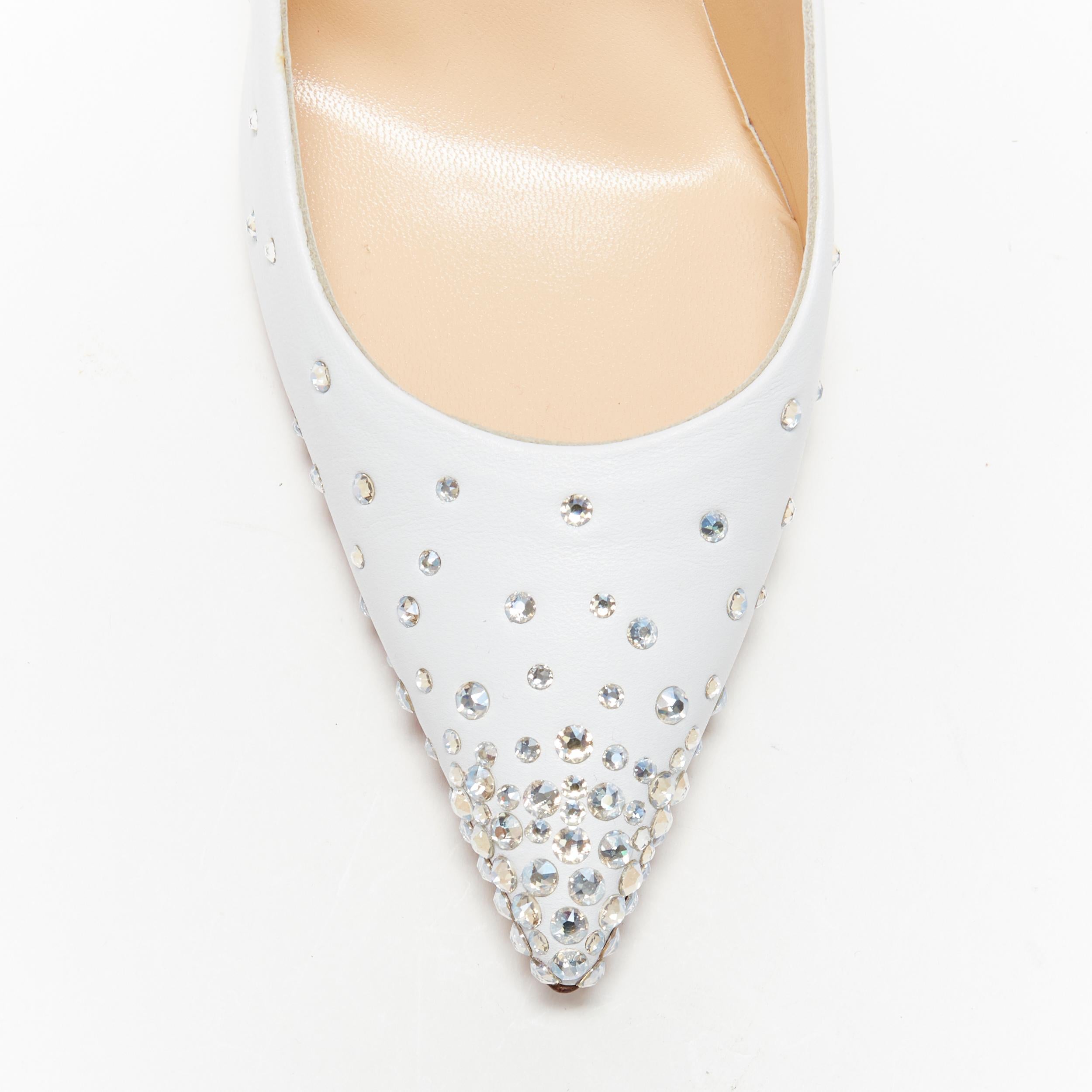 nuevo CHRISTIAN LOUBOUTIN Degrastrass 100 zapato de novia cuero blanco cristal EU38 2