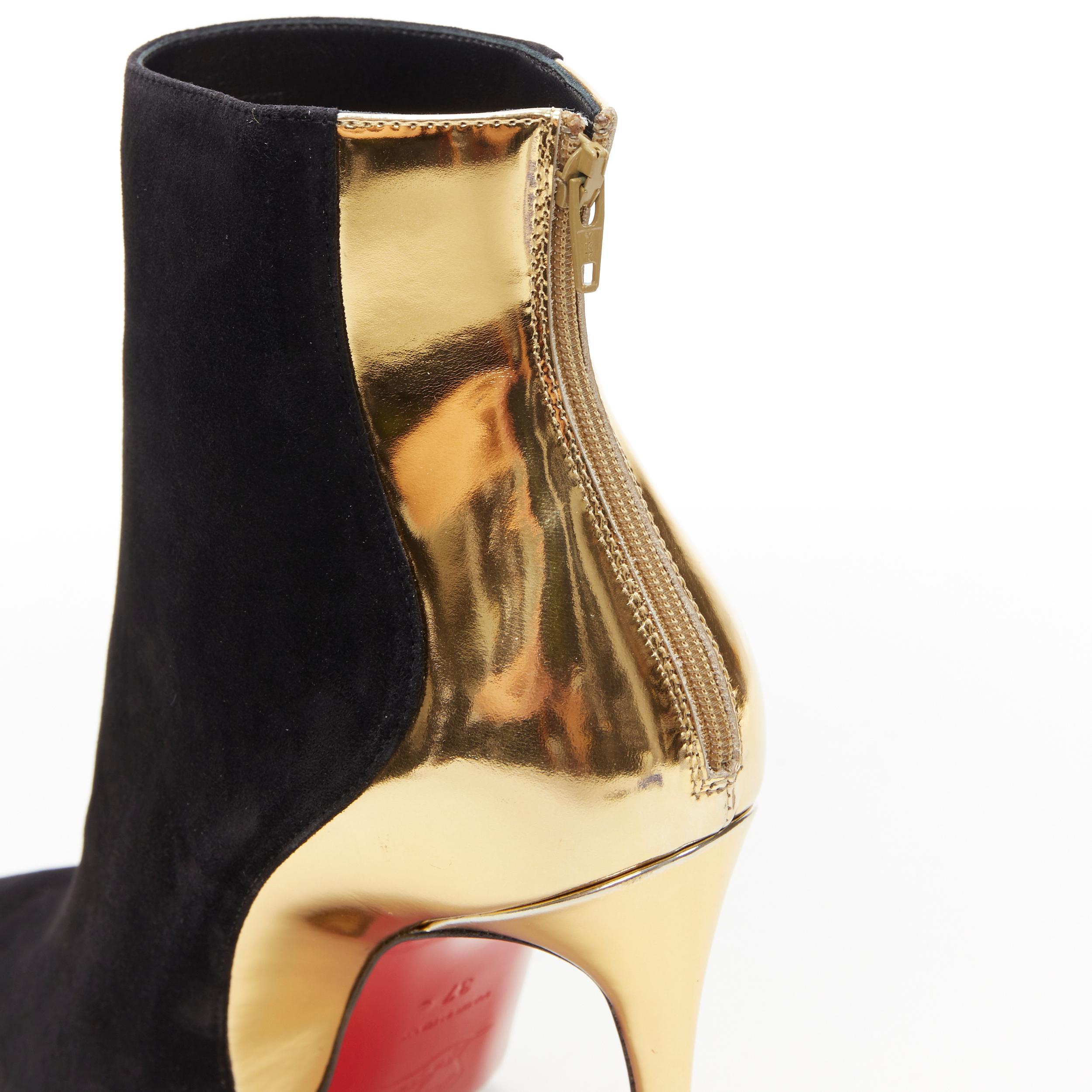 new CHRISTIAN LOUBOUTIN Delicotte 100 black suede gold mirrored heel bootie EU36 5