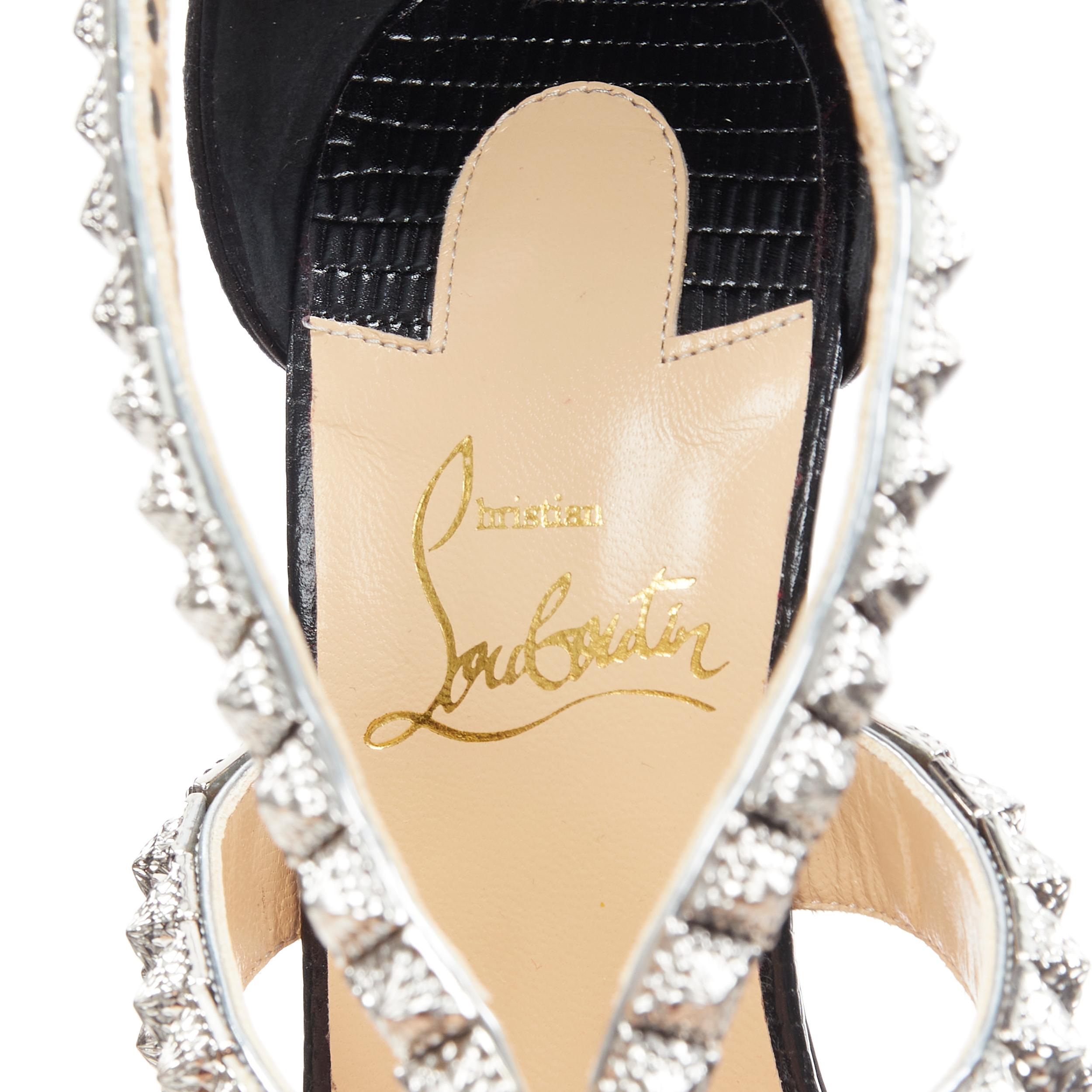 new CHRISTIAN LOUBOUTIN Diwali 100 silver stud embellished open toe sandals EU36 4