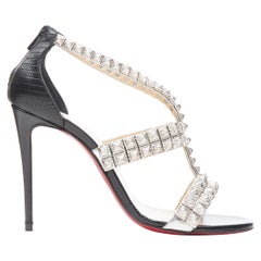 new CHRISTIAN LOUBOUTIN Diwali 100 silver stud embellished open toe sandals EU36