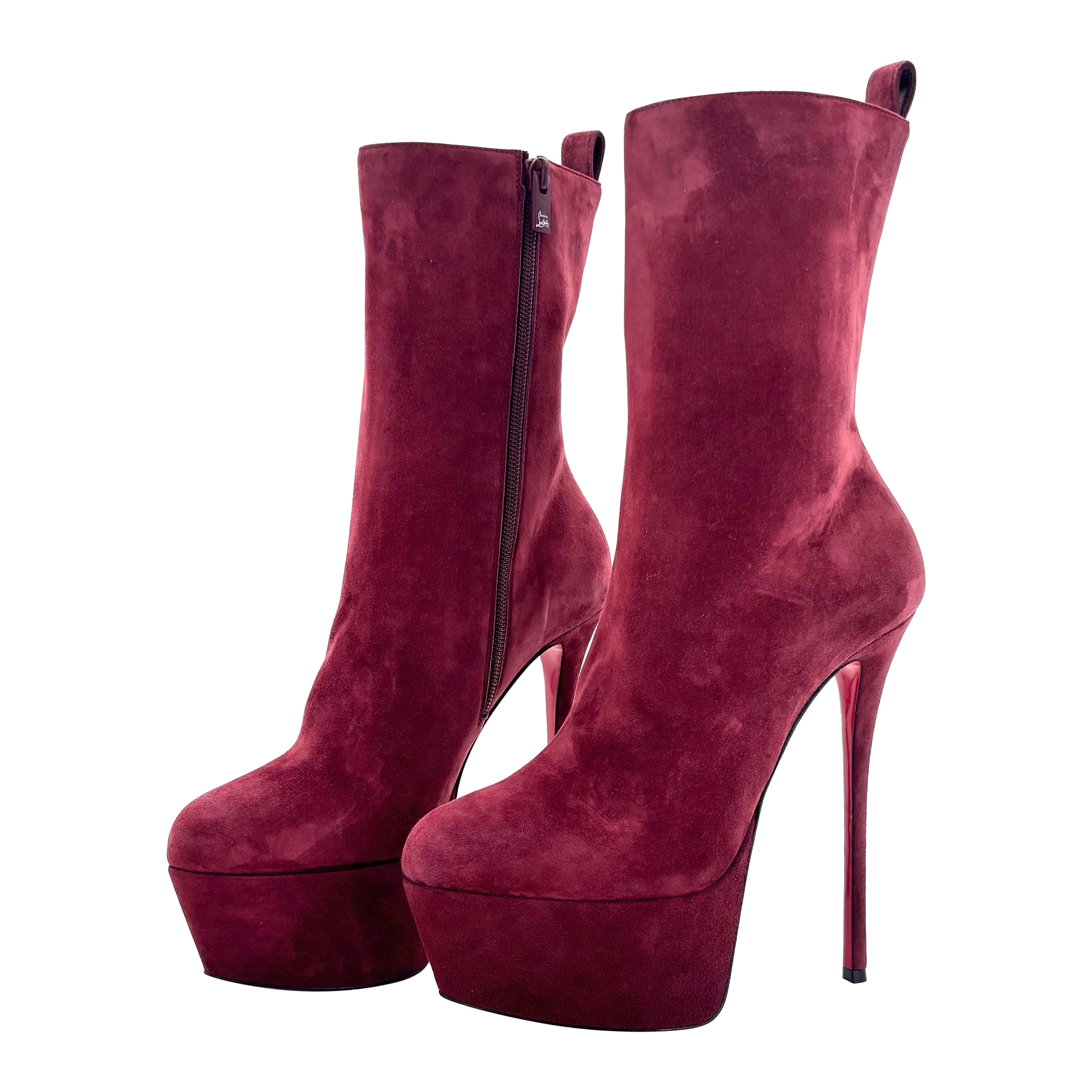 Pre-owned Christian Louboutin New  Dolly Booty Alta 160 Platform High Heel Boots 39 In Red