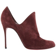 new CHRISTIAN LOUBOUTIN Dugueclina 100 burgundy suede dip stiletto bootie EU40