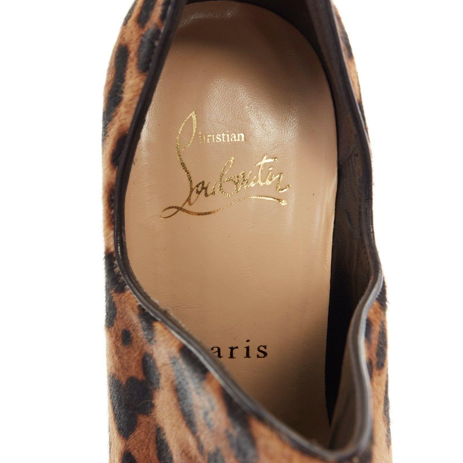 new CHRISTIAN LOUBOUTIN Dugueclina 100 leopard calf dipped stiletto bootie EU37 5