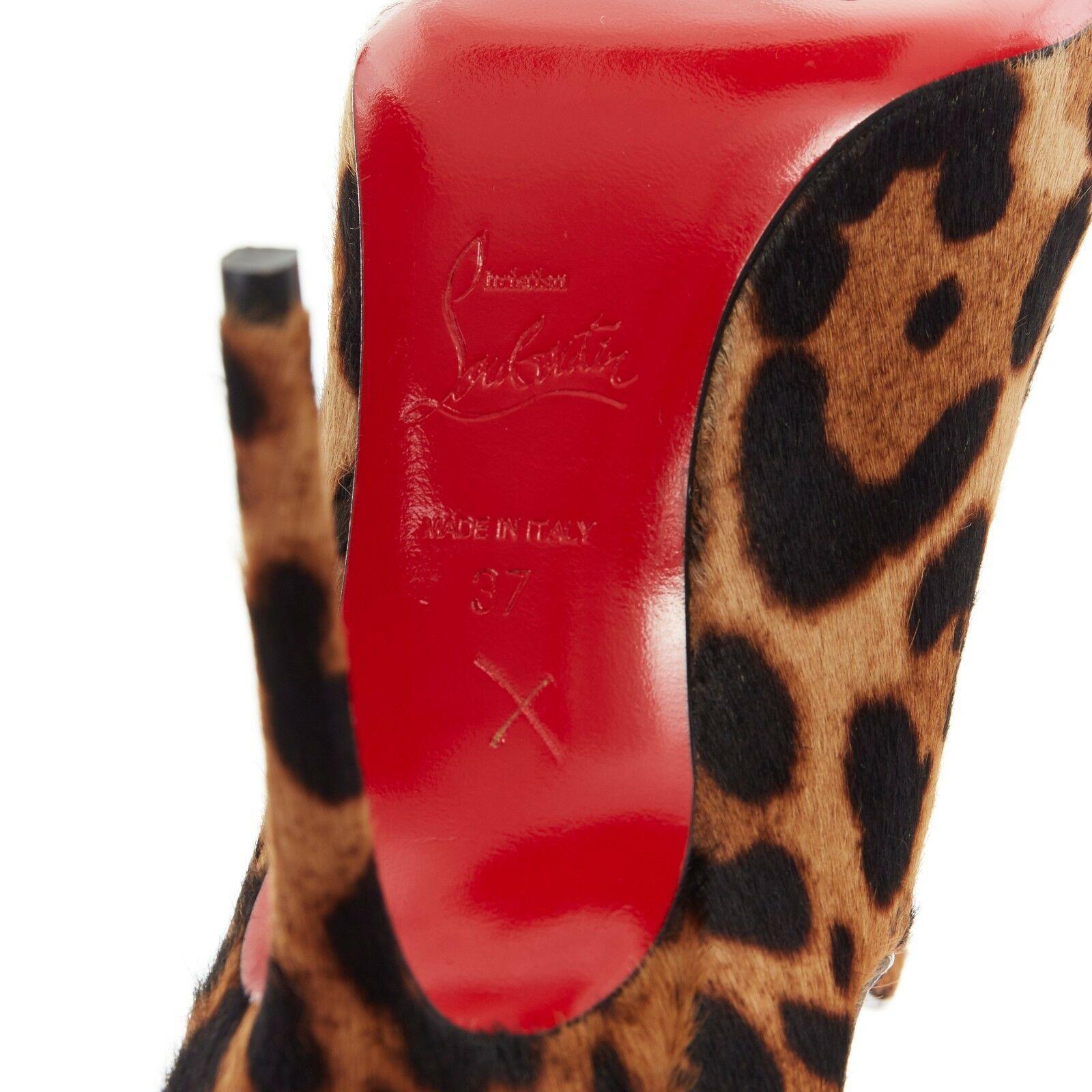 new CHRISTIAN LOUBOUTIN Dugueclina 100 leopard calf dipped stiletto bootie EU37 6