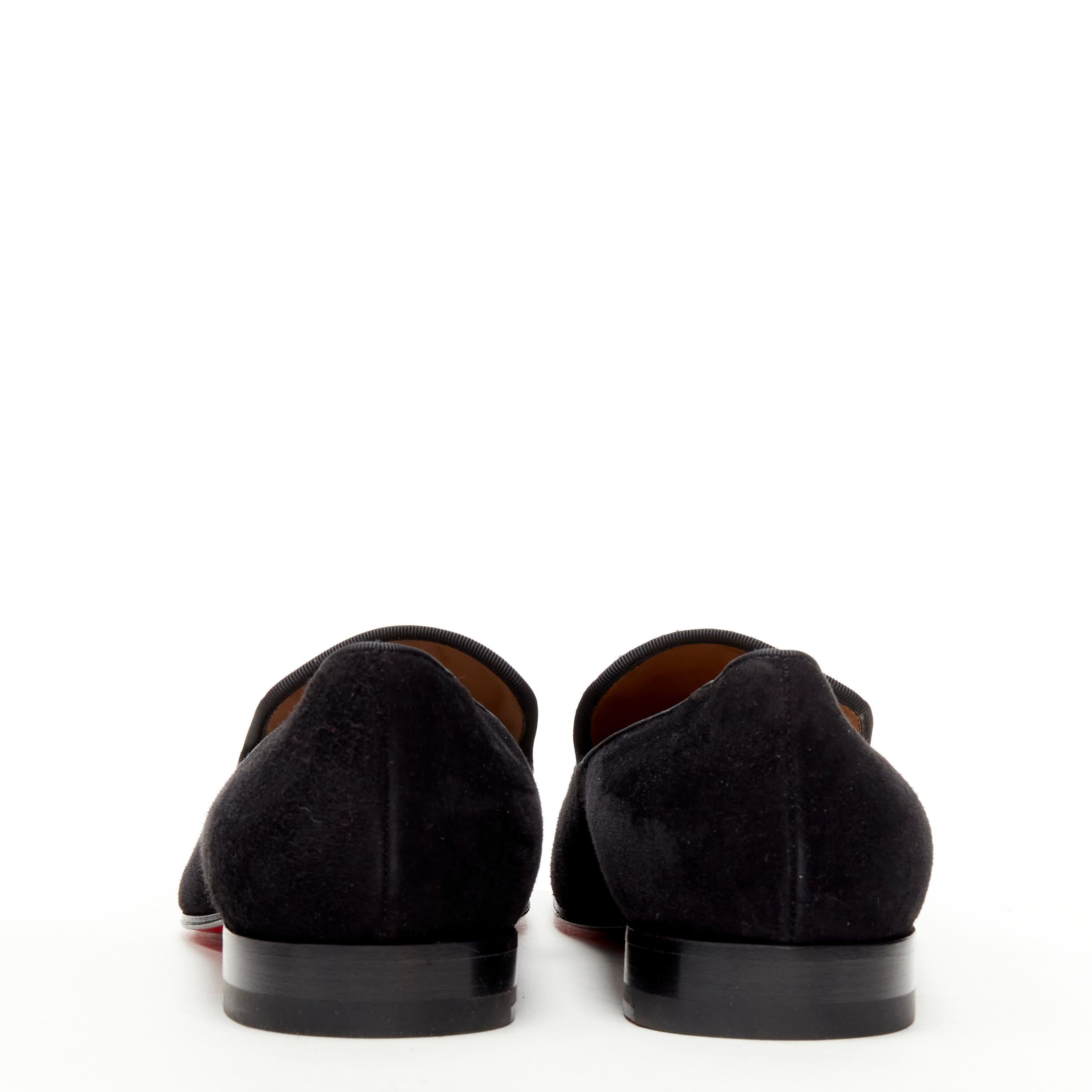 Black new CHRISTIAN LOUBOUTIN Ecupump Flat black suede studded CL crest loafer EU42 For Sale