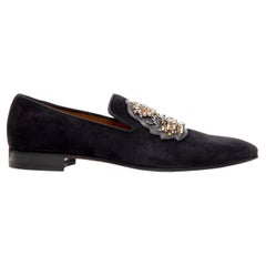 nuovo CHRISTIAN LOUBOUTIN Ecupump Flat camoscio nero con borchie CL mocassino EU42.5