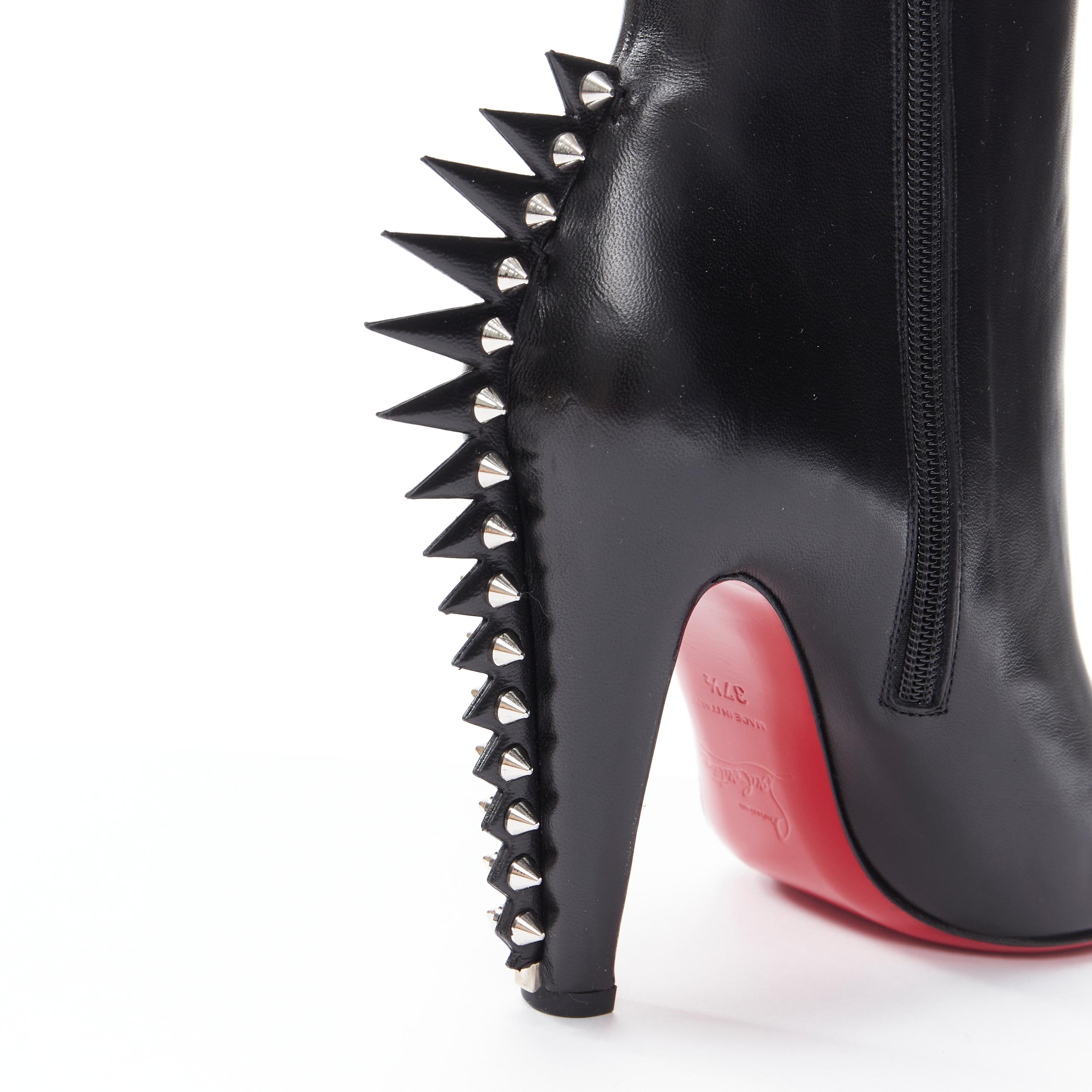 new CHRISTIAN LOUBOUTIN Electroboot 100 black spike punk mohawk boot EU37.5 In New Condition In Hong Kong, NT
