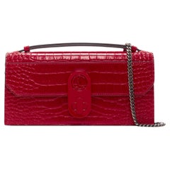 new CHRISTIAN LOUBOUTIN Elisa Baguetta stamped croc calf leather clutch bag