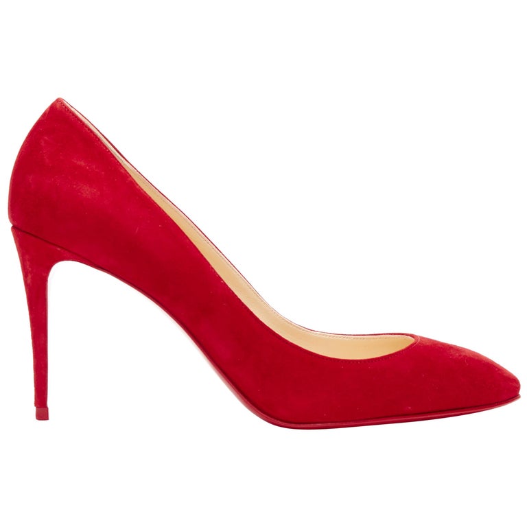 new CHRISTIAN LOUBOUTIN Eloise 85 Loubi red suede almond toe classic ...