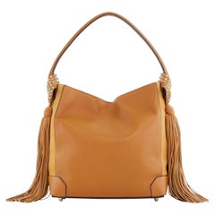 nouveau sac hobo CHRISTIAN LOUBOUTIN Eloise en cuir marron:: frange et clous dorés