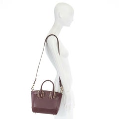 new CHRISTIAN LOUBOUTIN Eloise spike stud top handle red leather crossbody bag