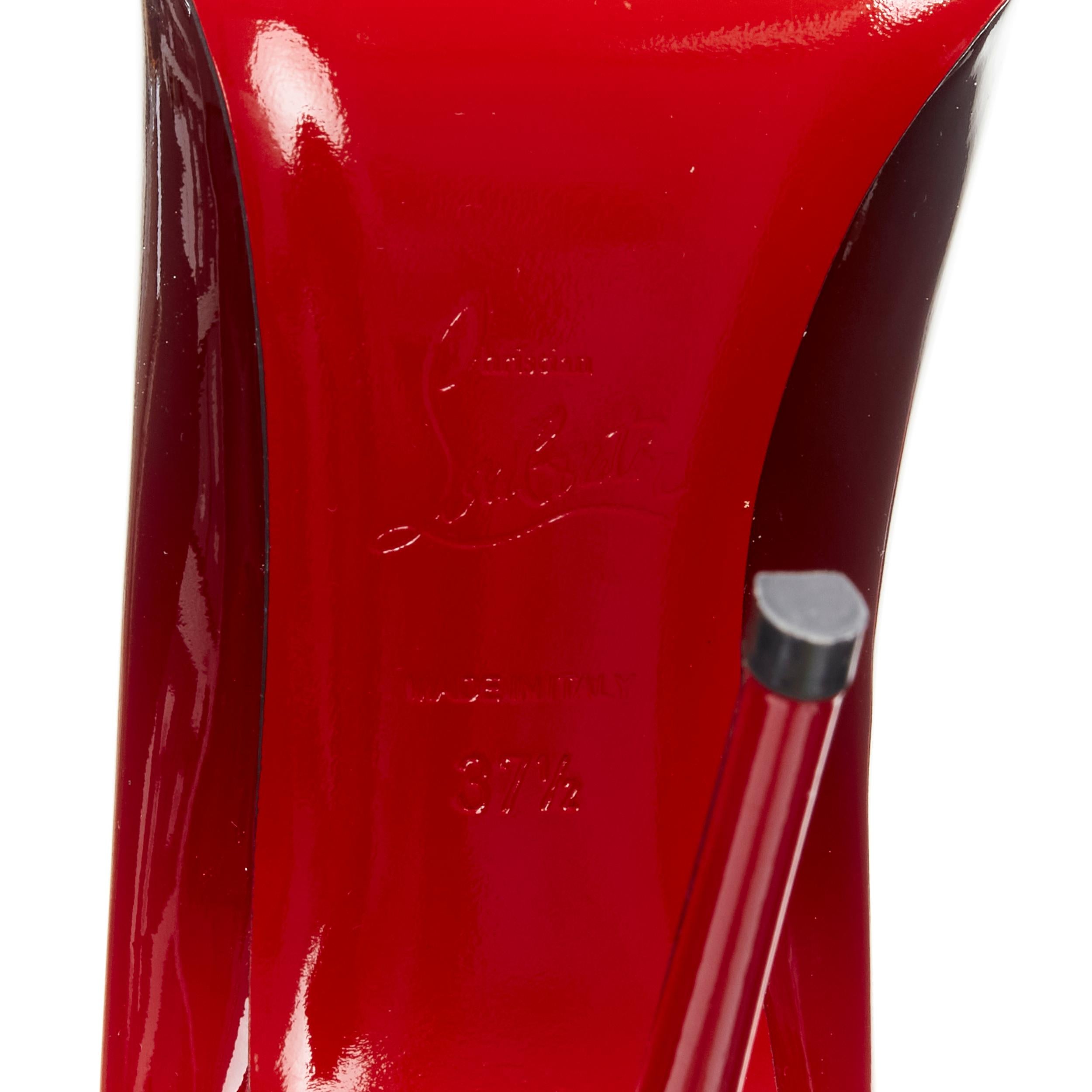 new CHRISTIAN LOUBOUTIN Fifi 100 black red ombre gradient patent stiletto EU37.5 For Sale 3