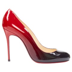 new CHRISTIAN LOUBOUTIN Fifi 100 black red ombre gradient patent stiletto EU37.5