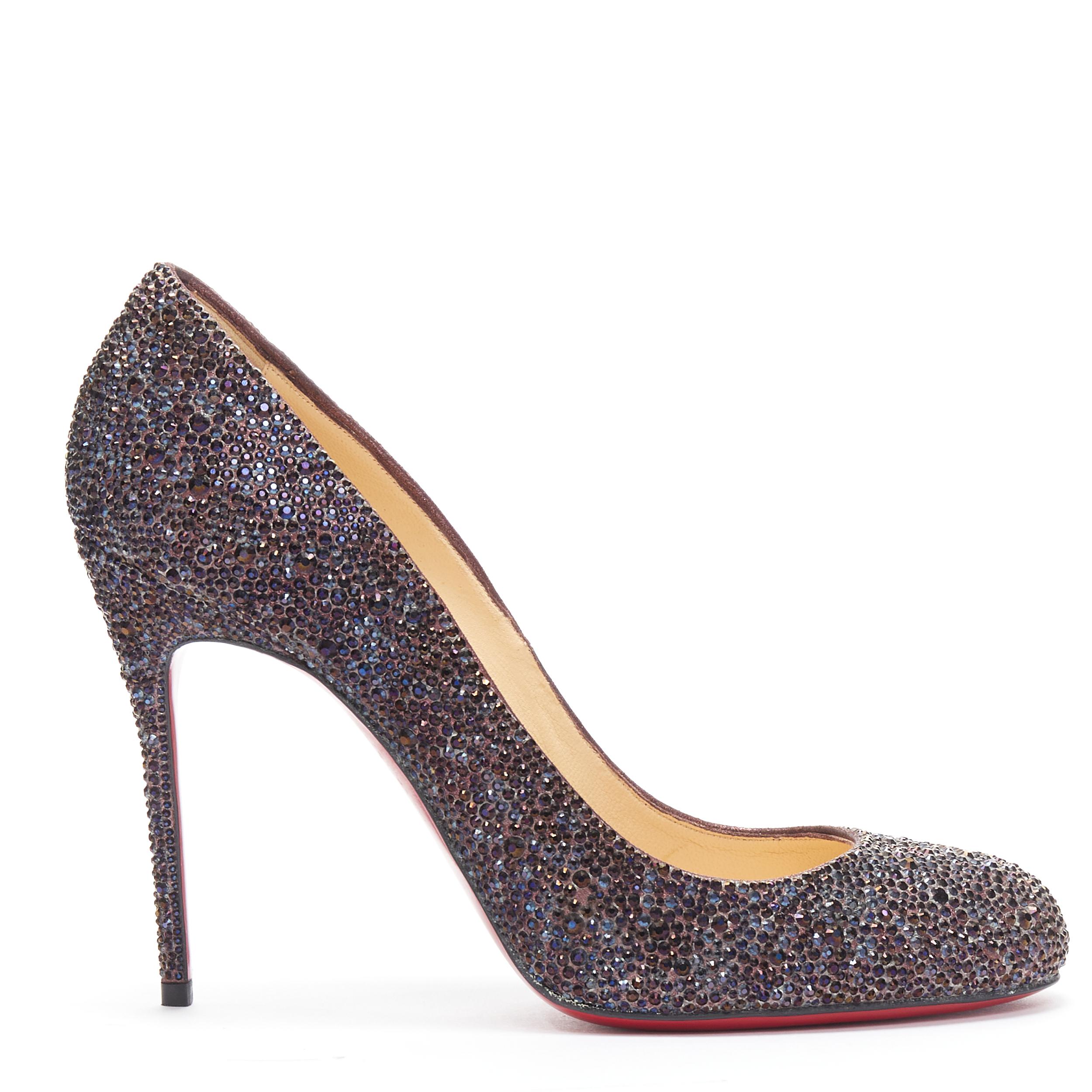new CHRISTIAN LOUBOUTIN Fifi 110 purple strass crystal high heel pump EU39.5 
Reference: TGAS/B01274 
Brand: Christian Louboutin 
Designer: Christian Louboutin 
Model: Fifi strass 110 
Material: Leather 
Color: Purple 
Pattern: Solid 
Extra Detail: