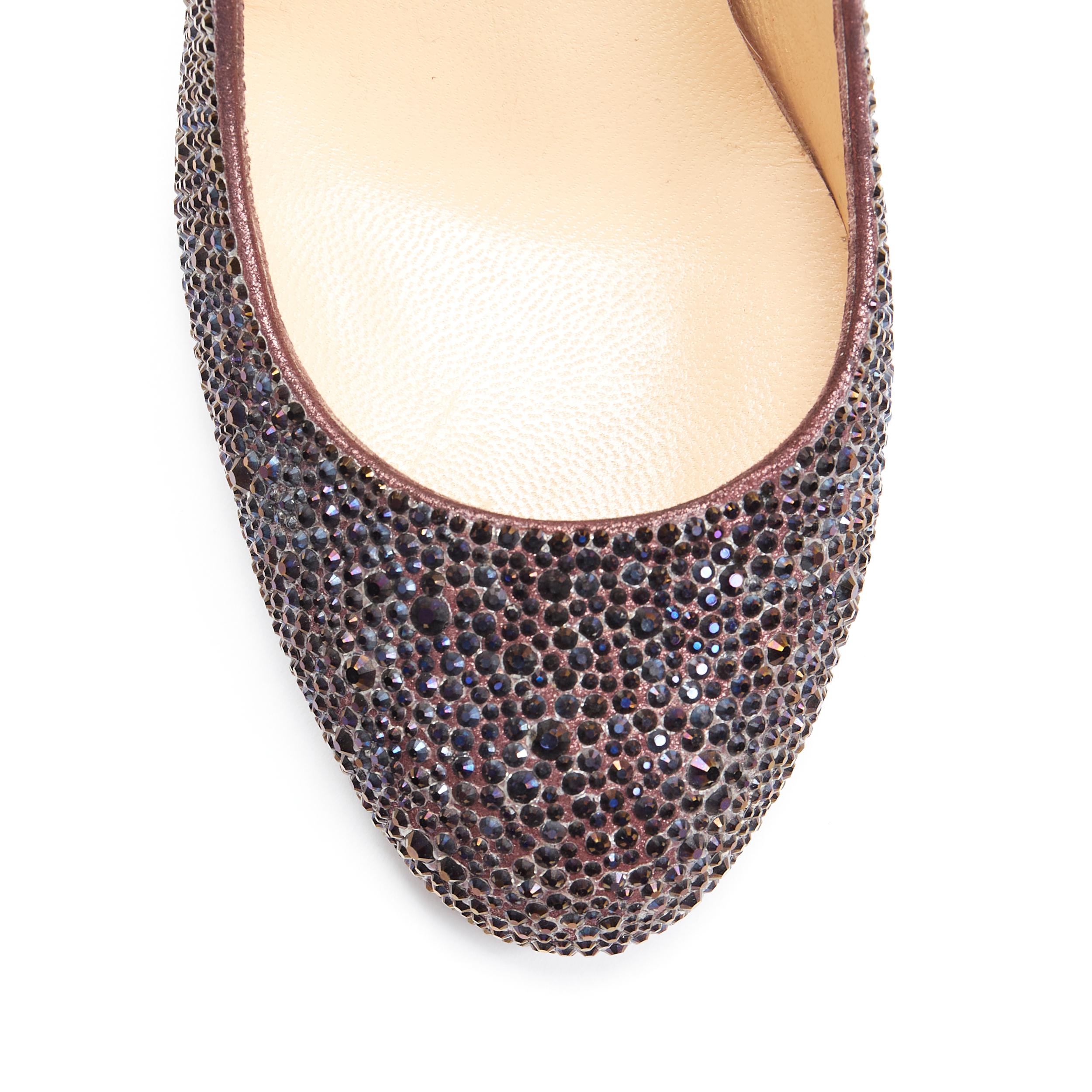 Brown new CHRISTIAN LOUBOUTIN Fifi 110 purple strass crystal high heel pump EU39.5