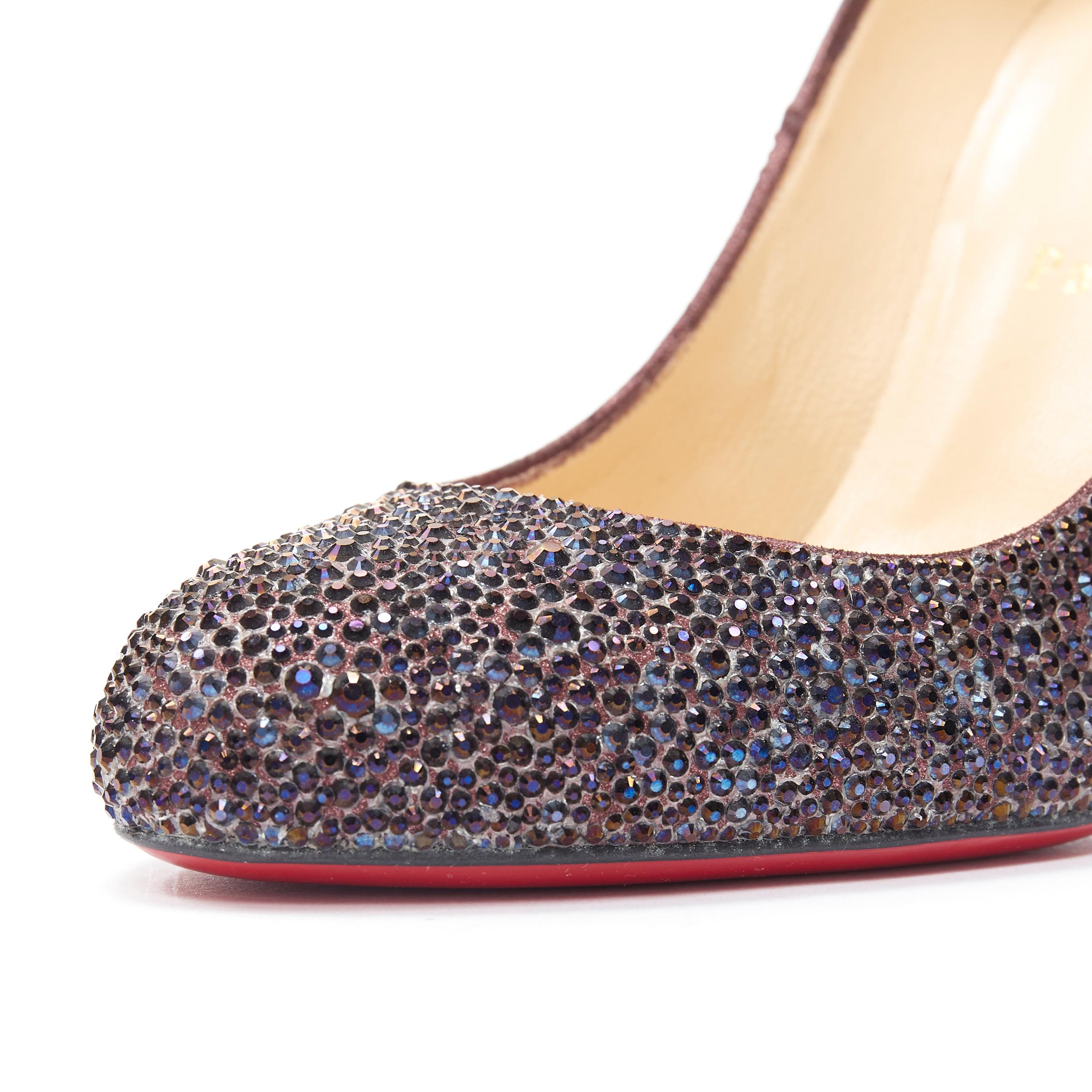 new CHRISTIAN LOUBOUTIN Fifi 110 purple strass crystal high heel pump EU39.5 In Good Condition In Hong Kong, NT