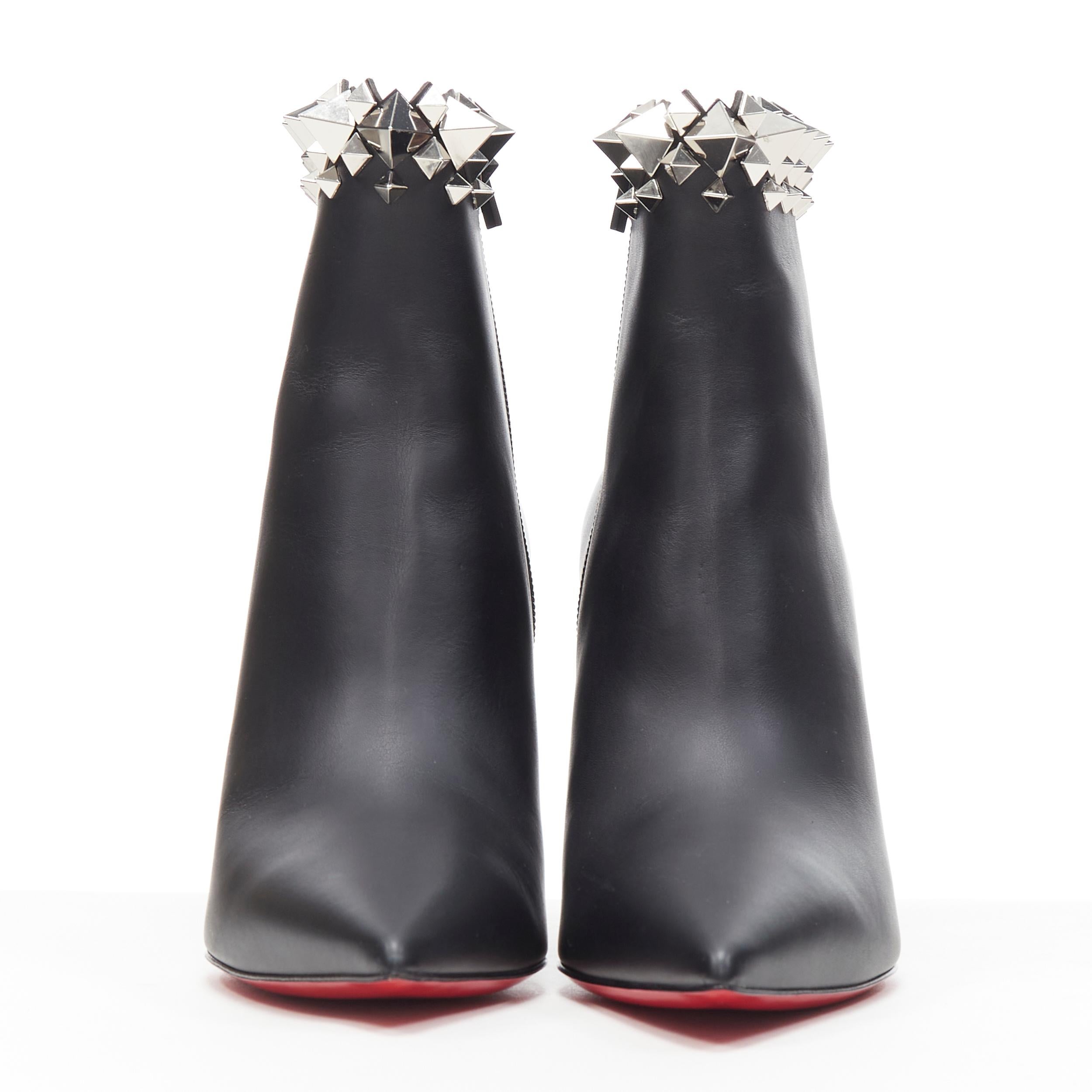 new CHRISTIAN LOUBOUTIN Firmamma 85 black leather stud cuff ankle bootie EU38.5 In New Condition In Hong Kong, NT